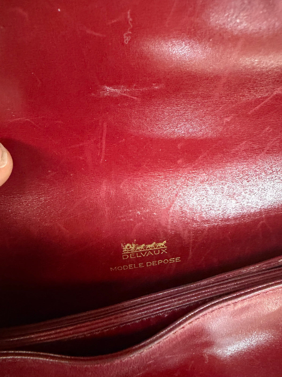 Vintage Delvaux Burgundy Leather Shoulder Bag – With Dust Bag & Certificate