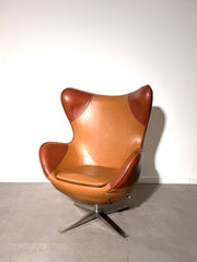 Vintage Egg Chair – Two-Tone Cognac Faux Leather