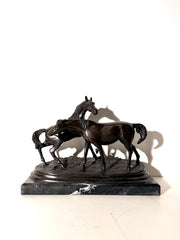 A.J. Rock Bronze Horse Sculpture on Black Marble Base