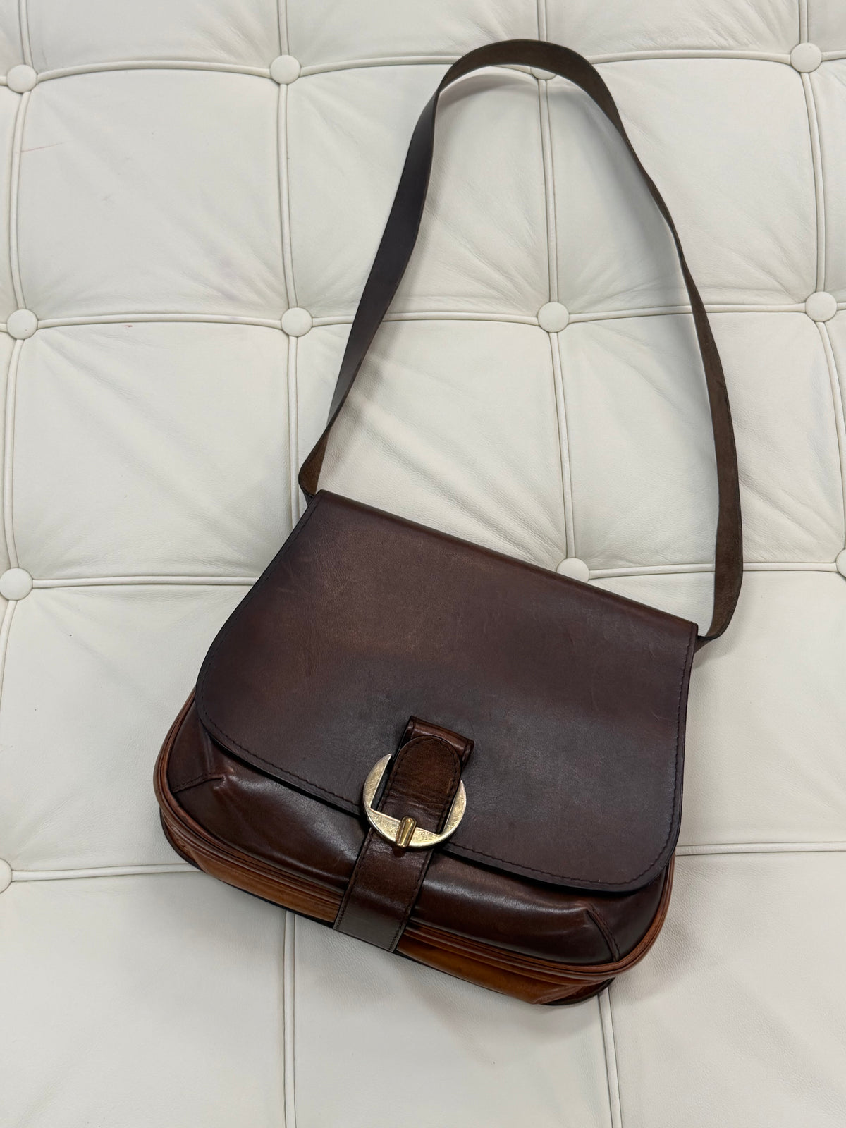Delvaux “Chasseresse” Two Tone Crossbody Bag 22 x 24 cm
