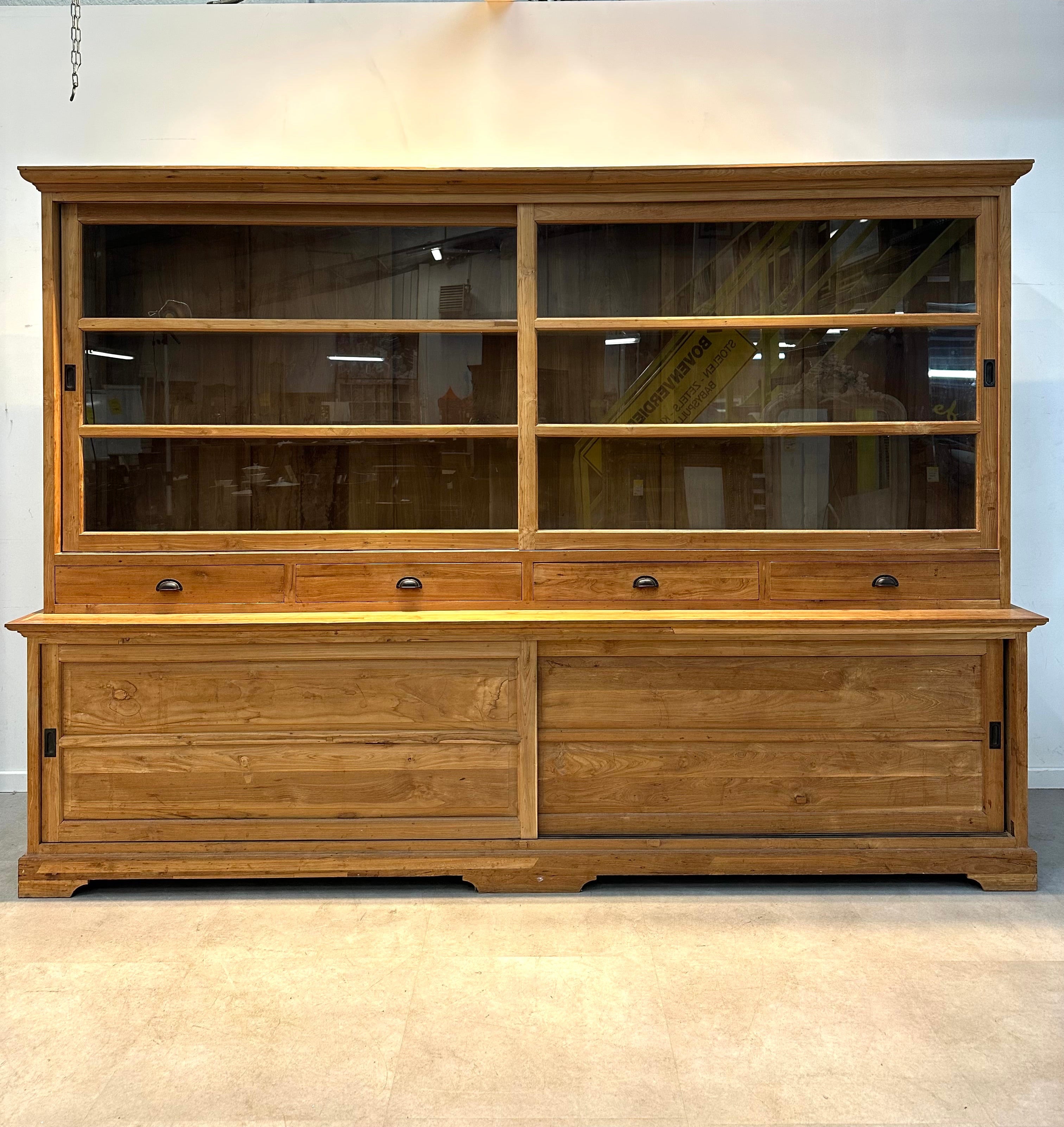 Modern Large-Scale Teak Display Cabinet