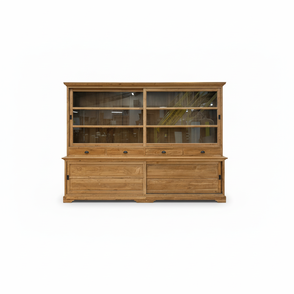 Modern Large-Scale Teak Display Cabinet