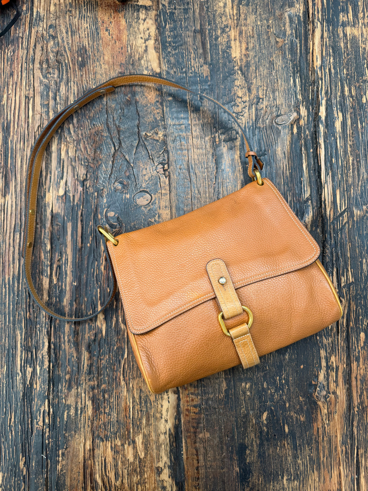 Delvaux Fichu Shoulder Bag – Cognac Leather