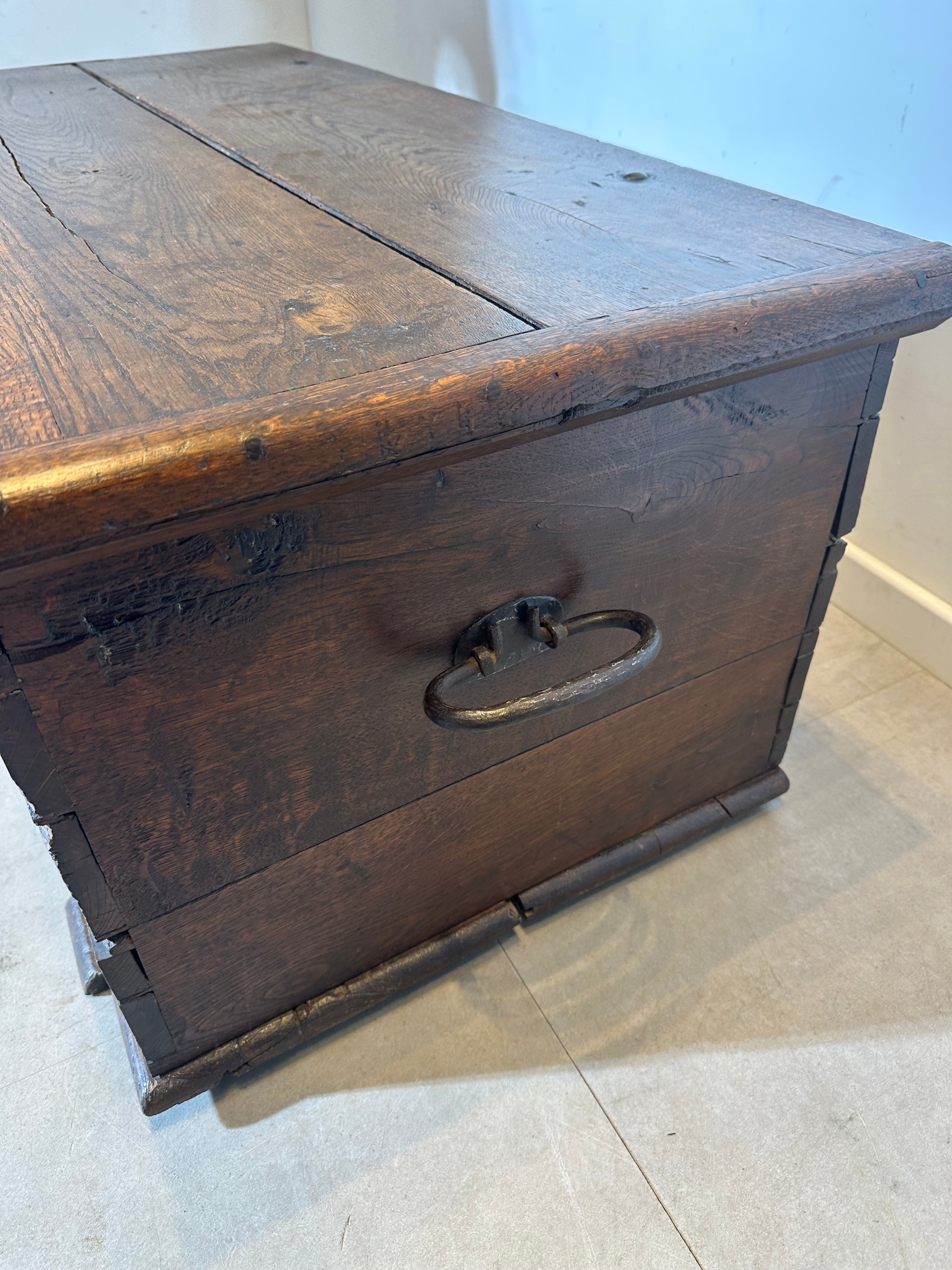 19th century antique wooden storage trunk