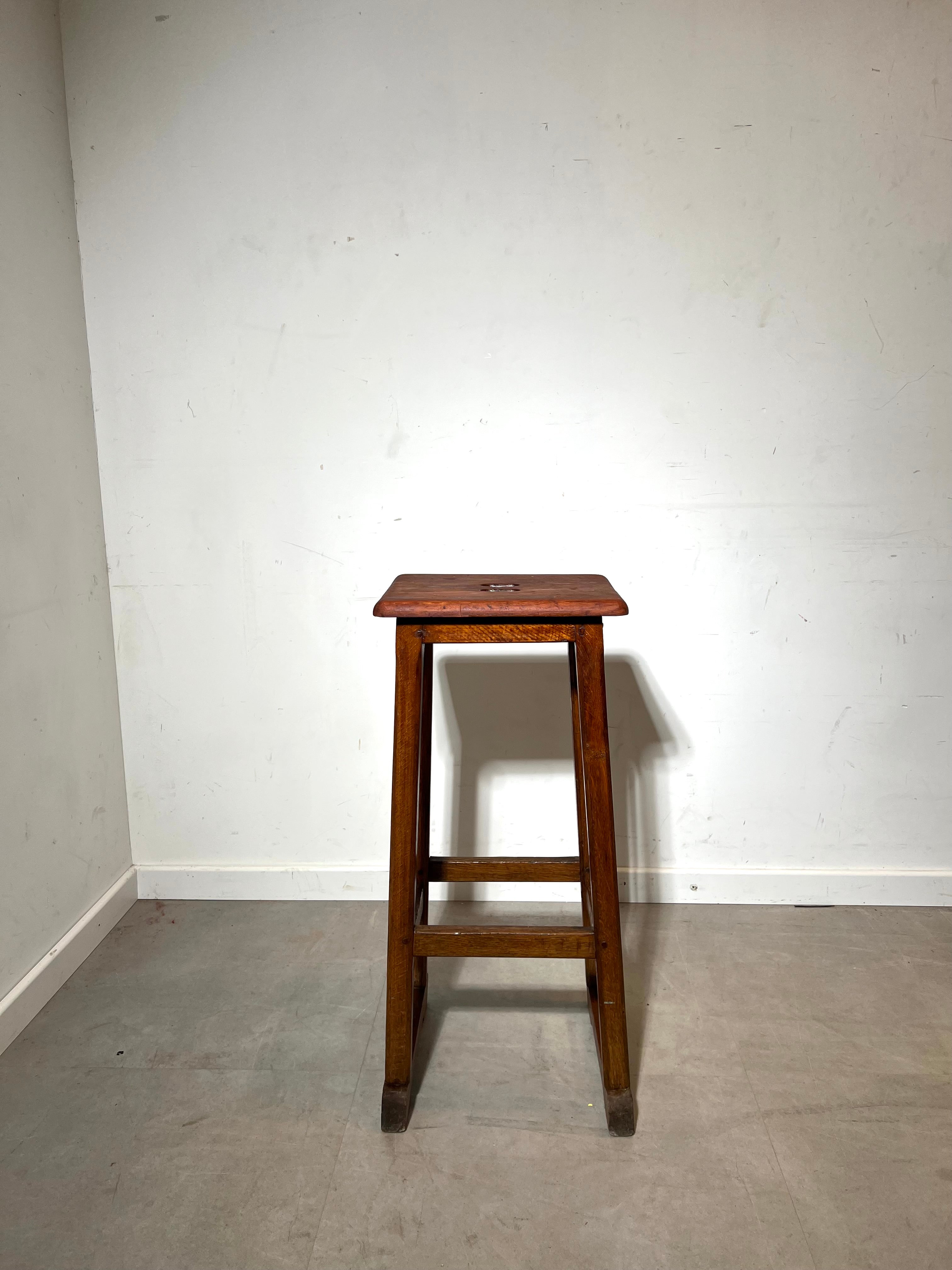 Vintage Wooden Bar Stool – Rustic Solid Wood