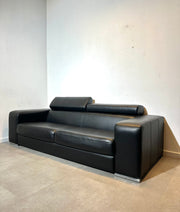 Set van 2 moderne zwarte leren banken