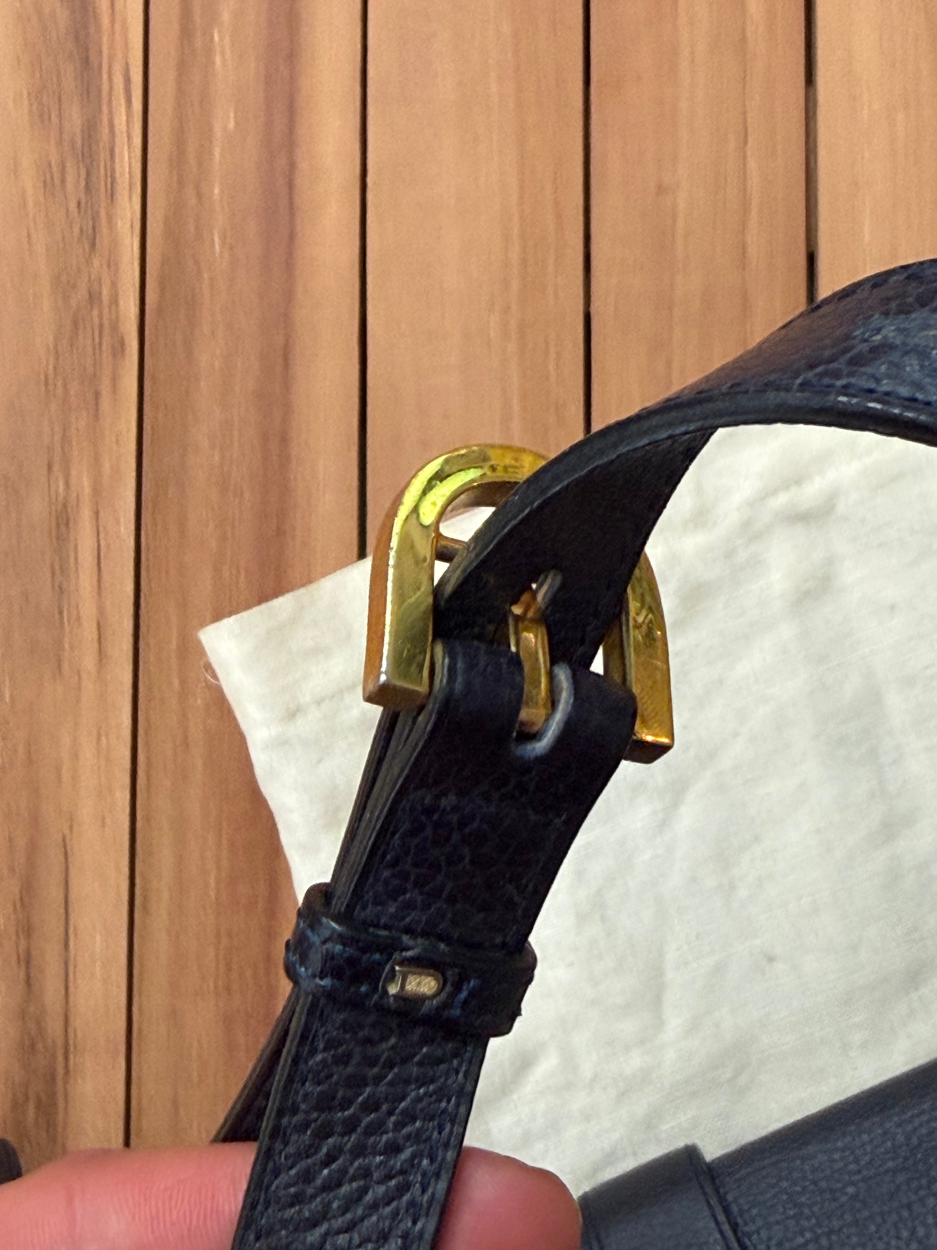 Delvaux “Simoun” Crossbody Bag – Dark Blue Leather