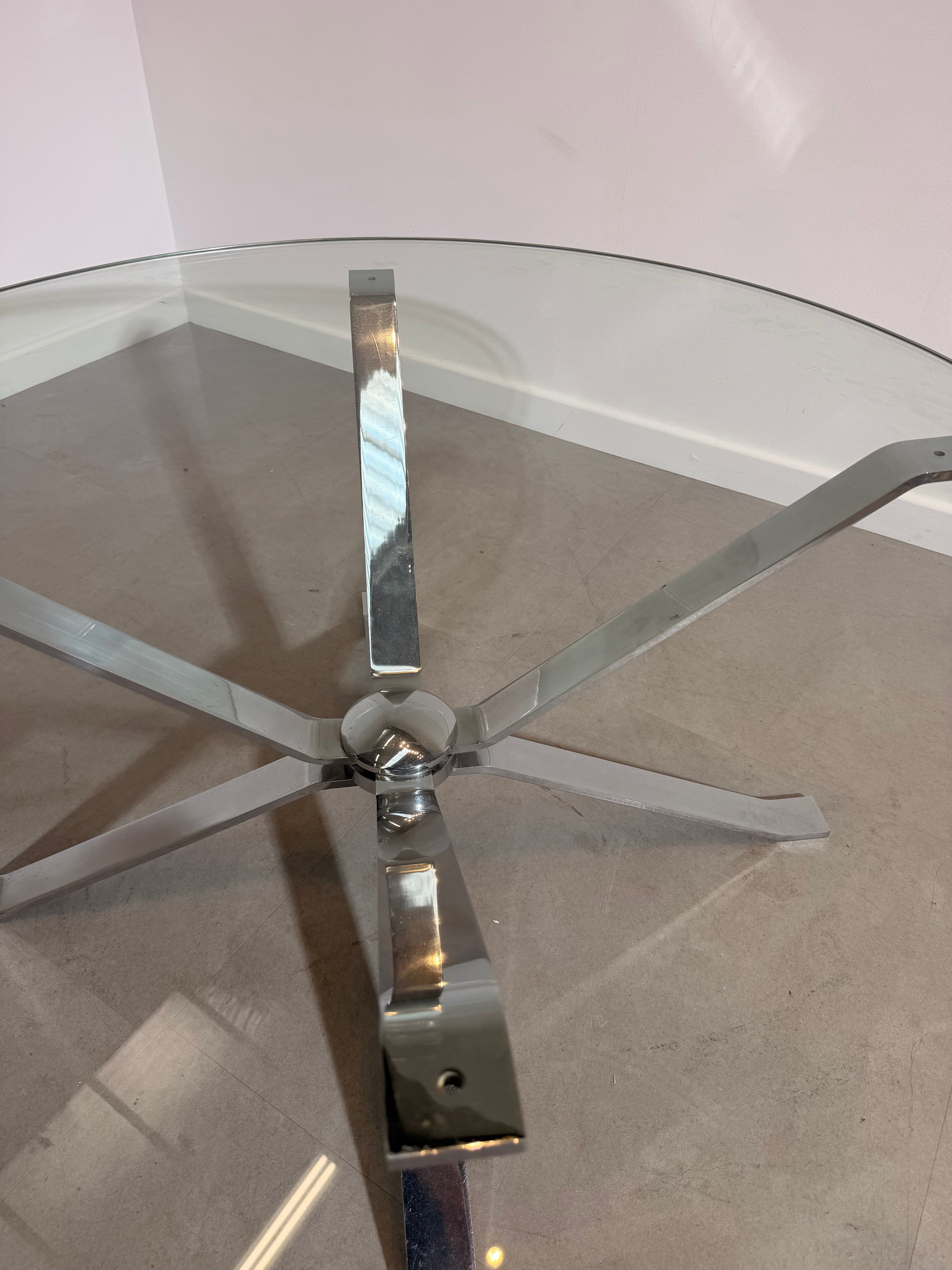 Vintage Modernist Chrome Glass Coffee Table
