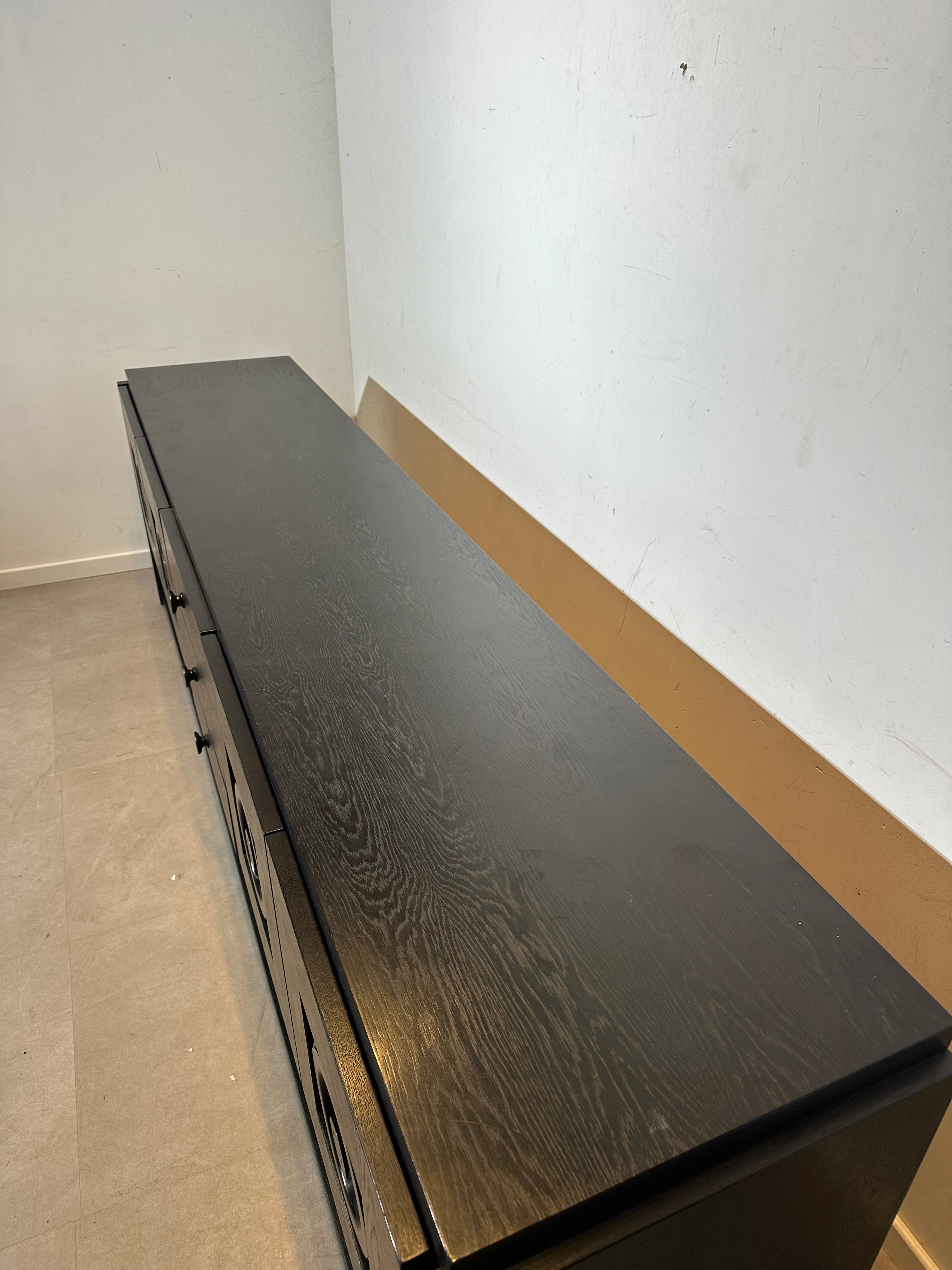 Brutalist Black Oak Sideboard / Credenza