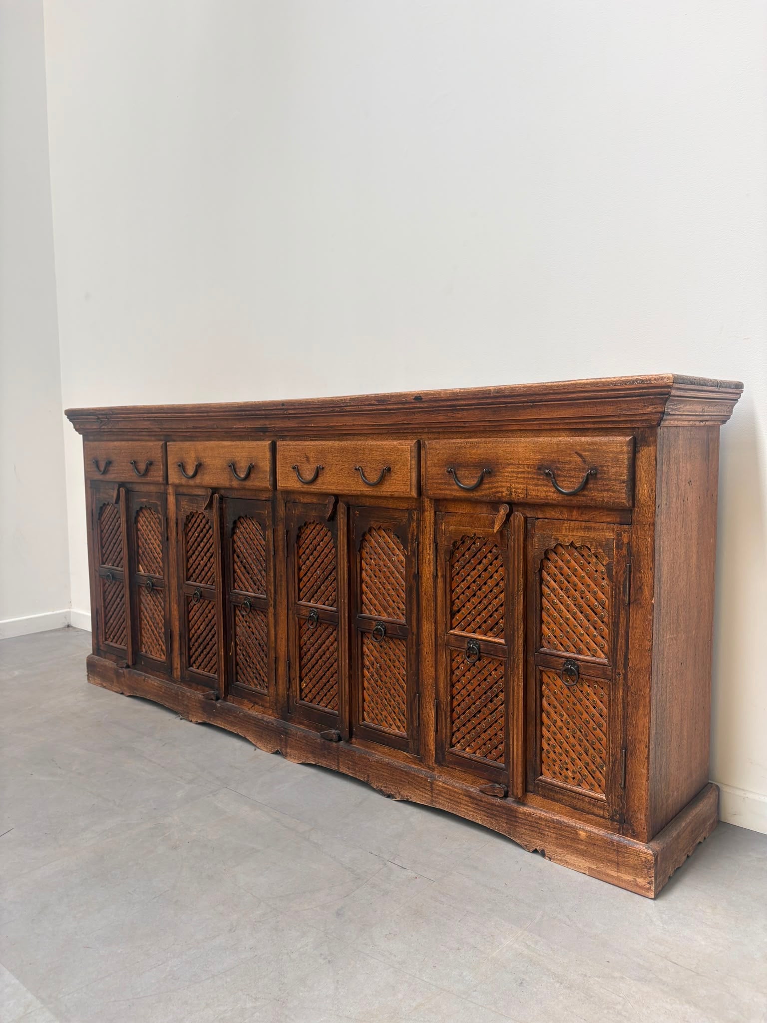 Antique Indian Sideboard with Lattice Doors