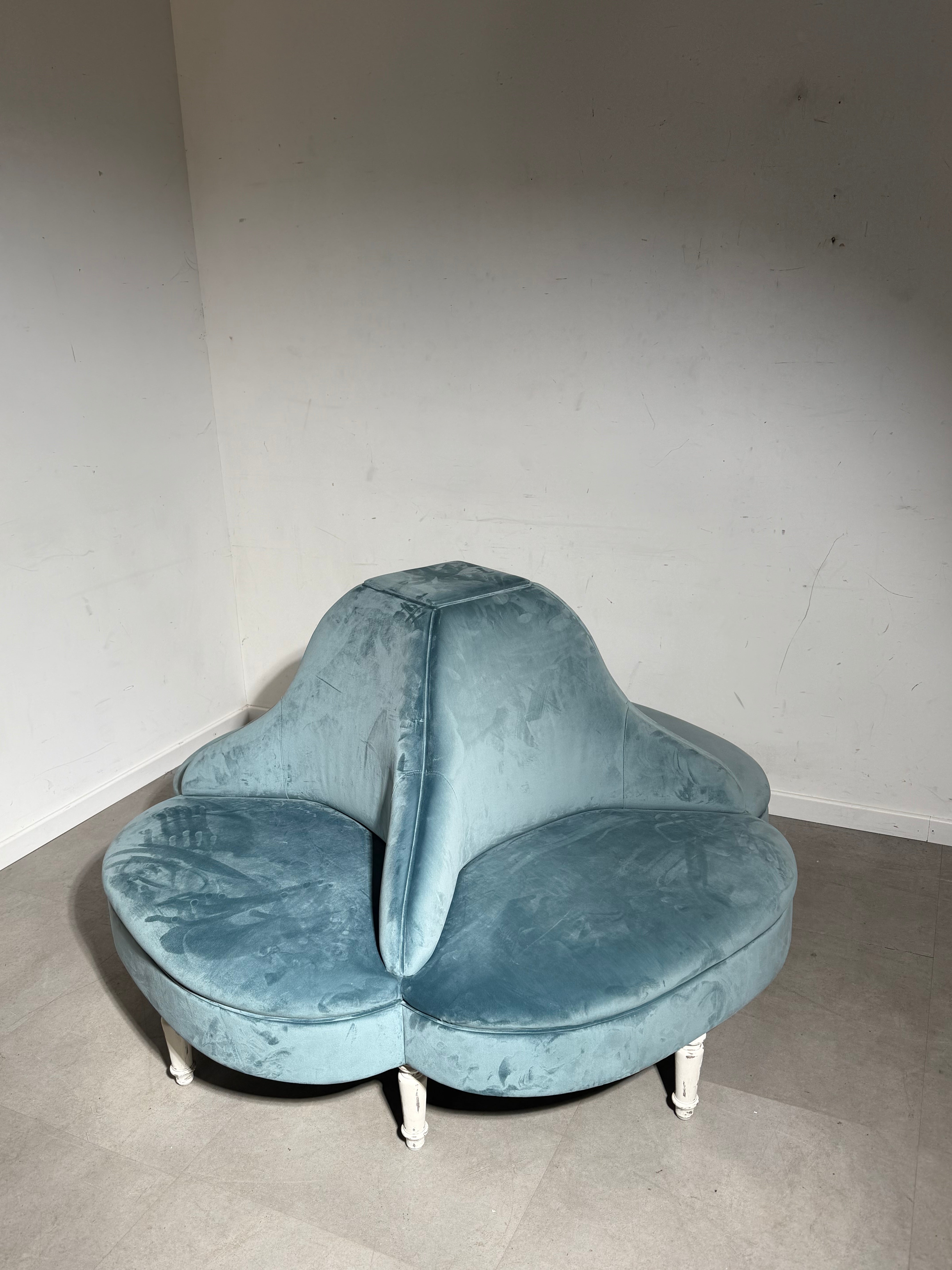 “Conversation” Sofa in Blue Velvet