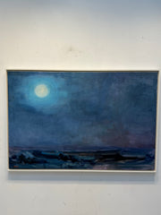 Vintage Seascape Painting by Klein – Moonlit Ocean – 1980s – Framed