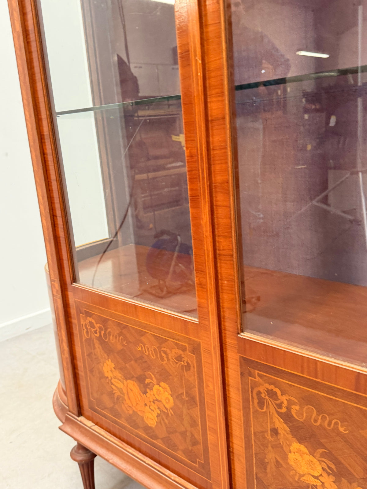 French Louis XVI Style Marquetry Display Cabinet