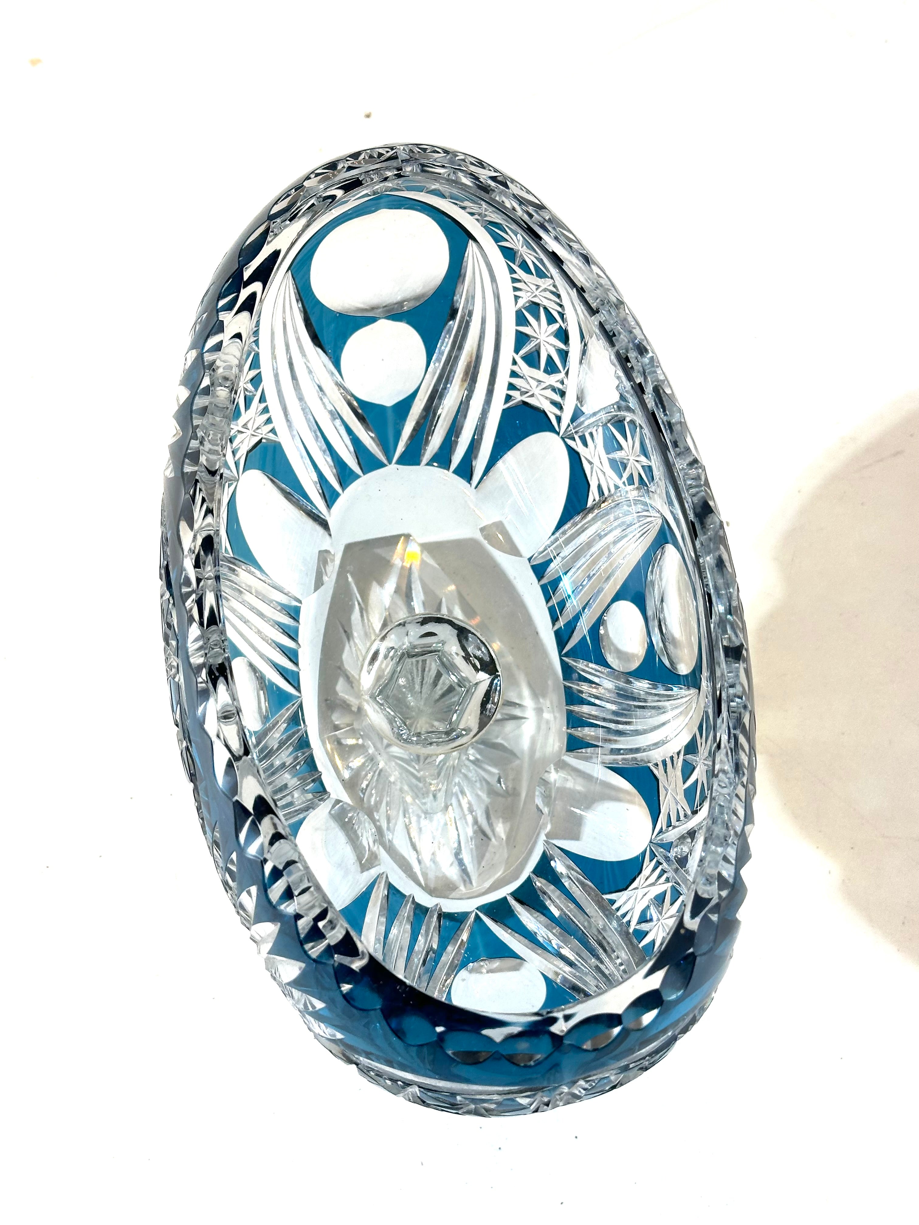 Val Saint Lambert Crystal Coupe Bowl Blue Overlay
