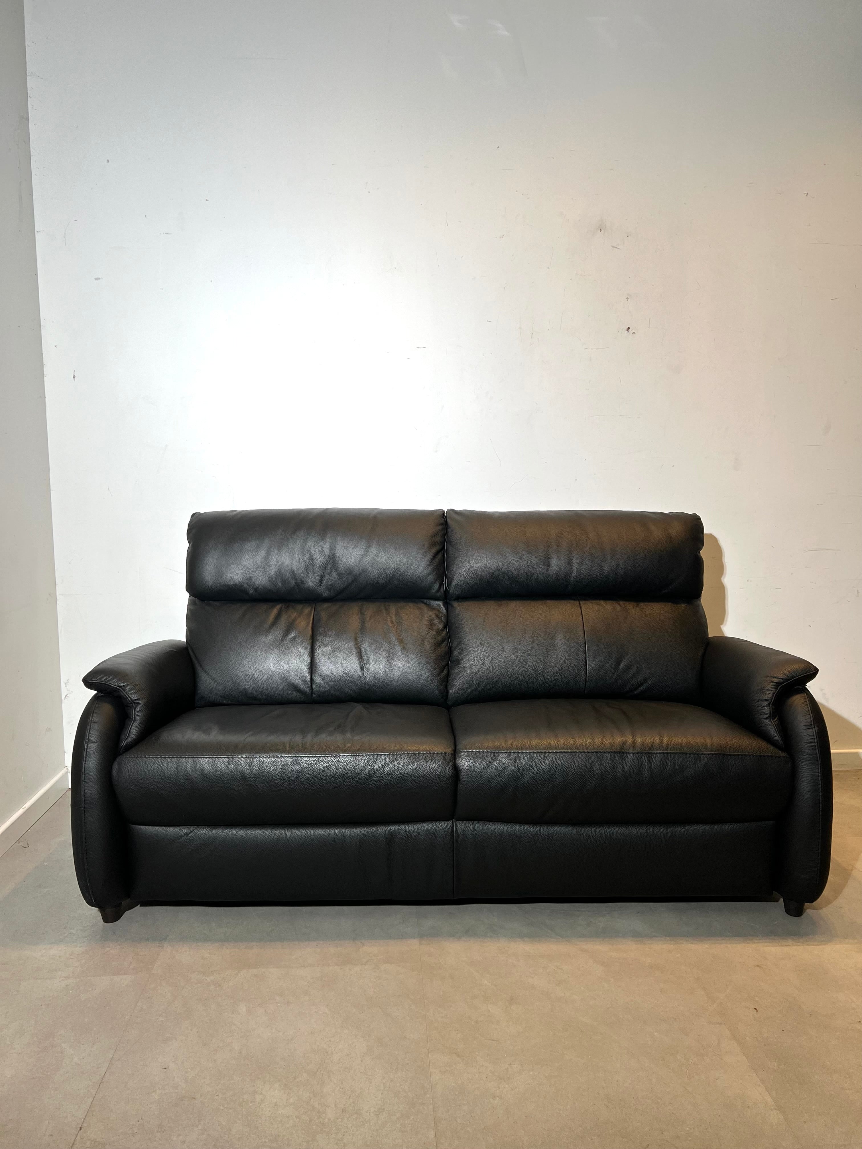 Calia Italia Black Leather Sofa – 2 & 3 Seater