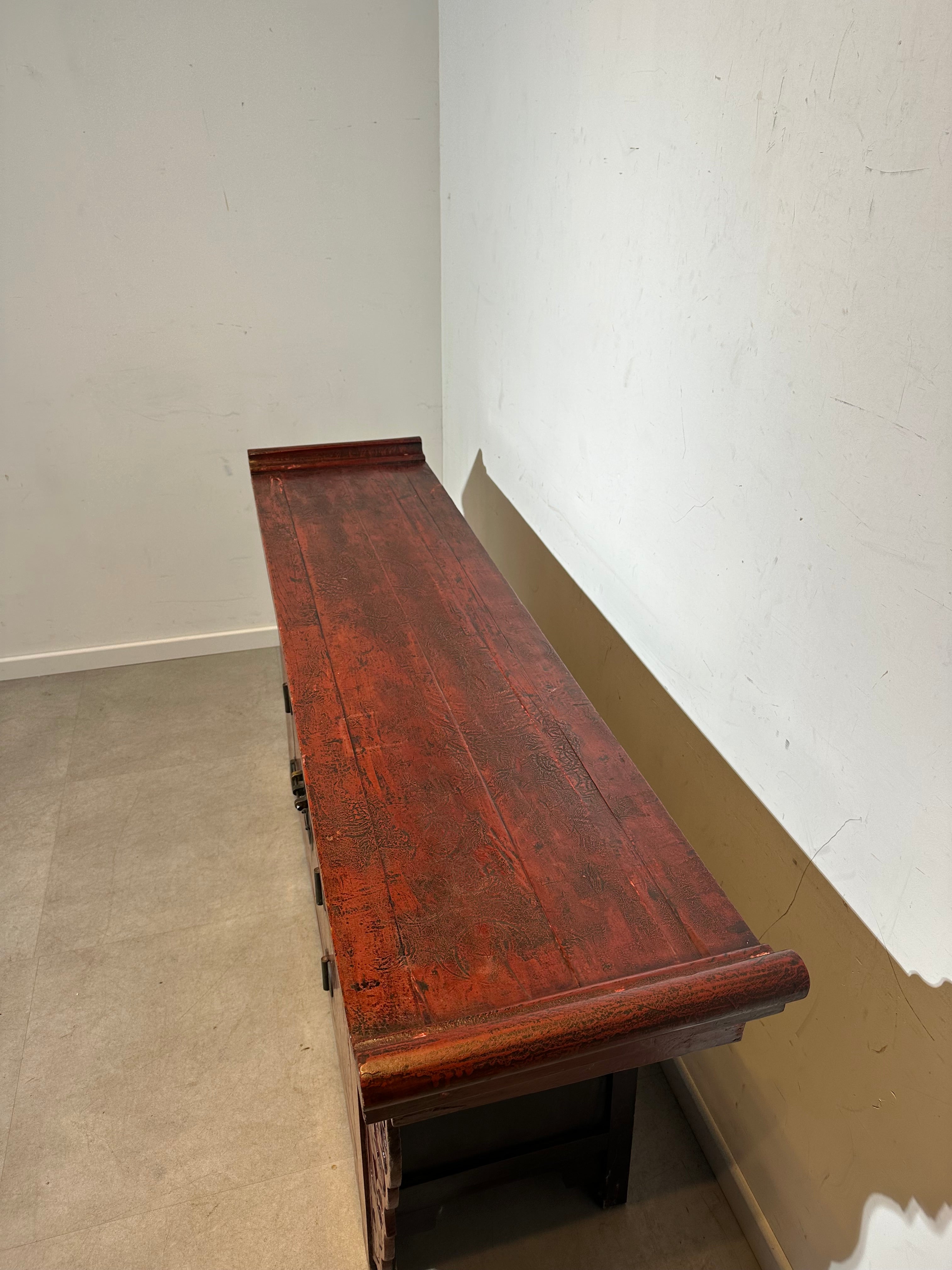 Antique Chinese Red Sideboard