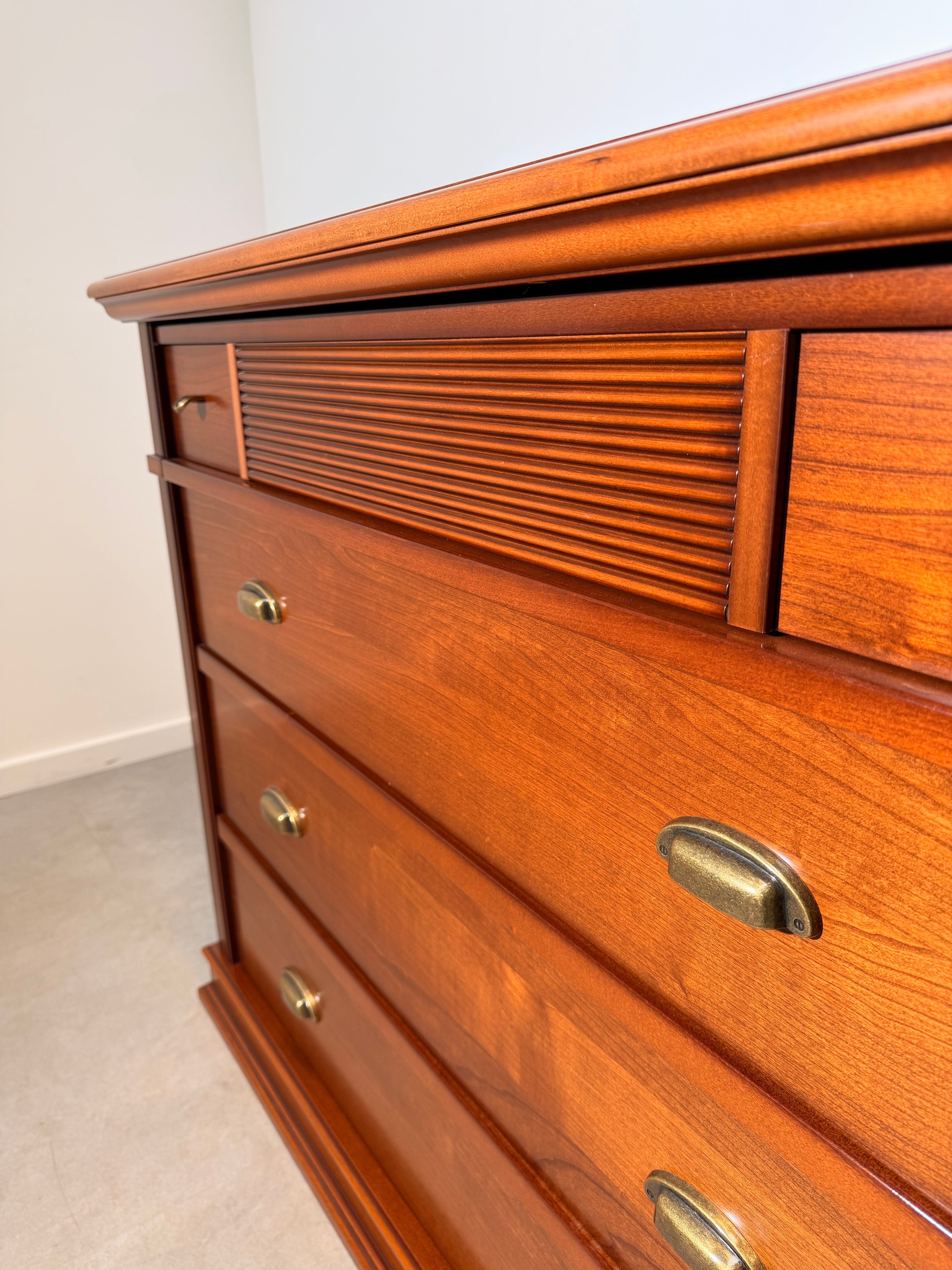 Cherrywood Chest of Drawers with Tambour Front Detail