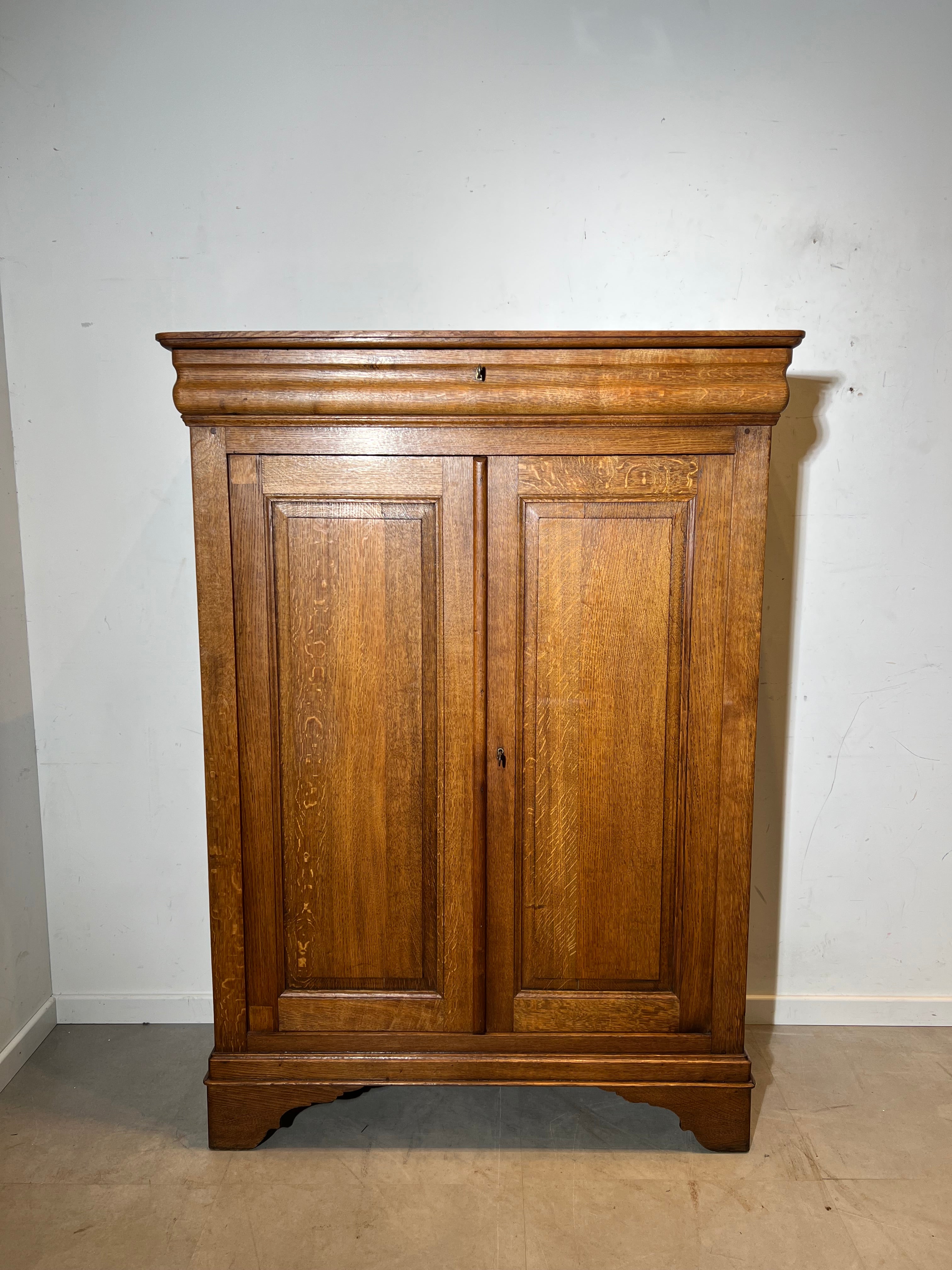 Antique Oak Cabinet with Hidden Drawer