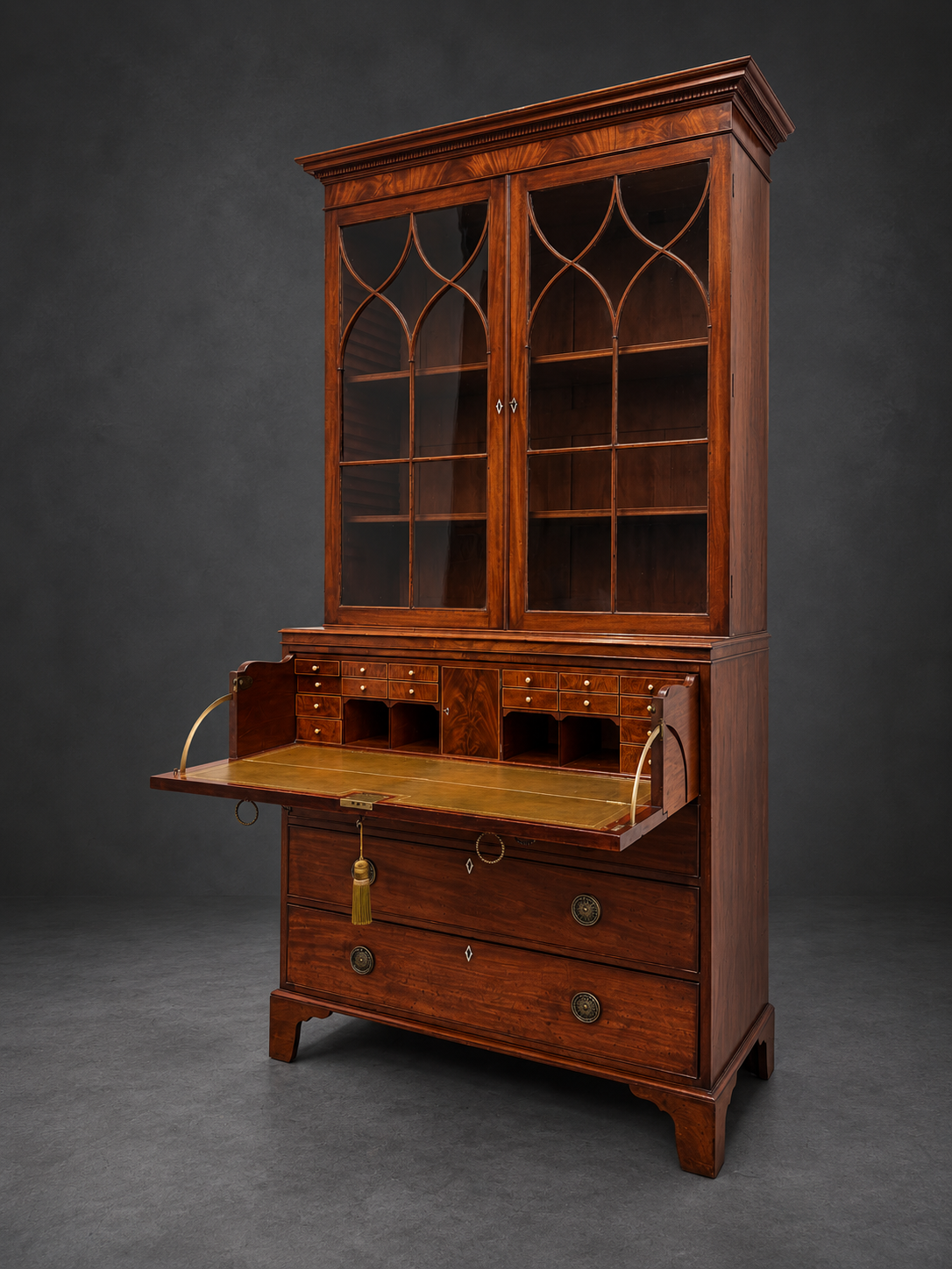Antique Mahogany Secretaire Display Cabinet