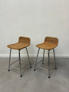 Pair of vintage ratan bar stools