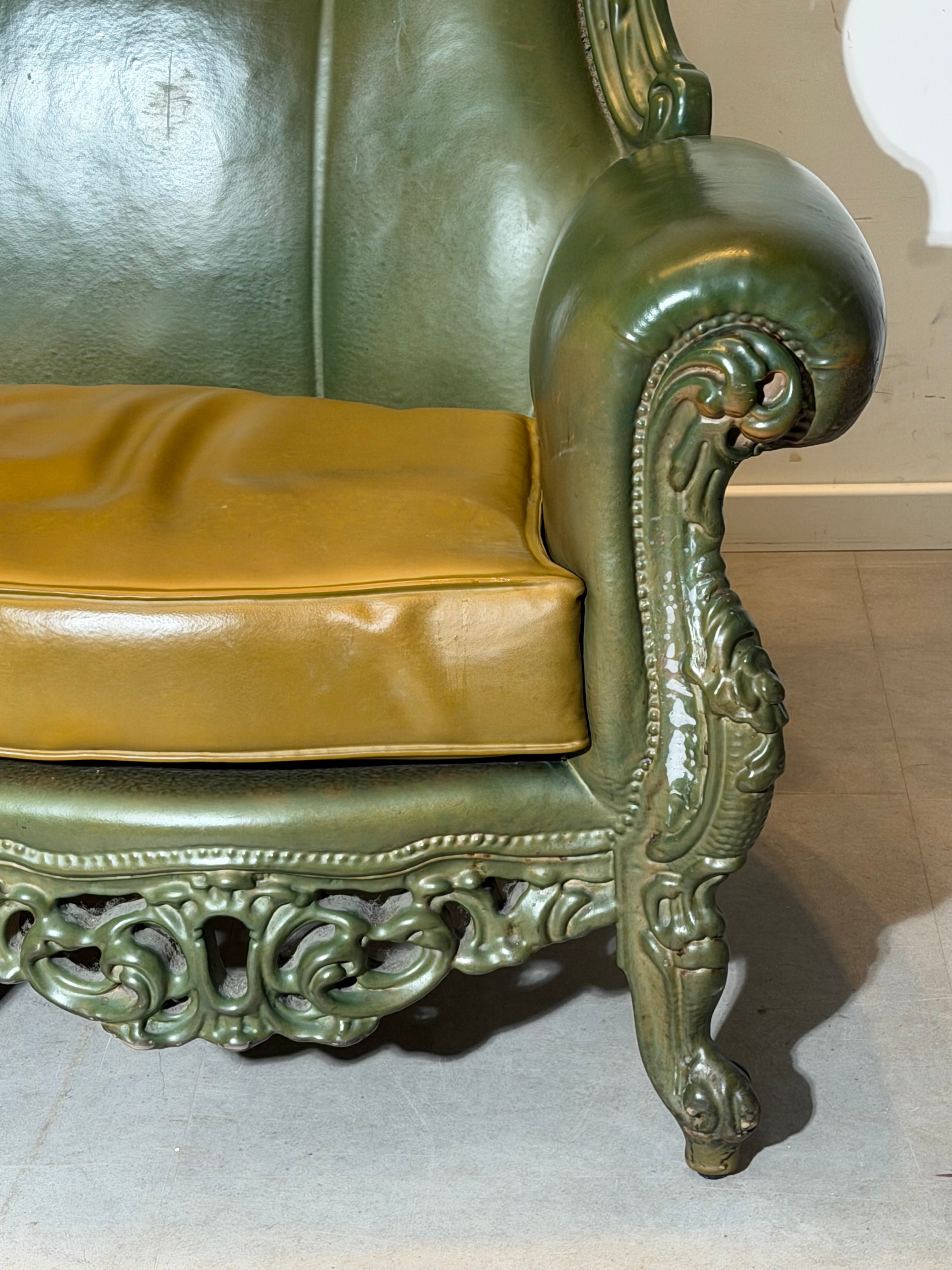 Sixinch Rococo Leather Sofa – Former Sofa of Bar Louis Leuven – 230 cm