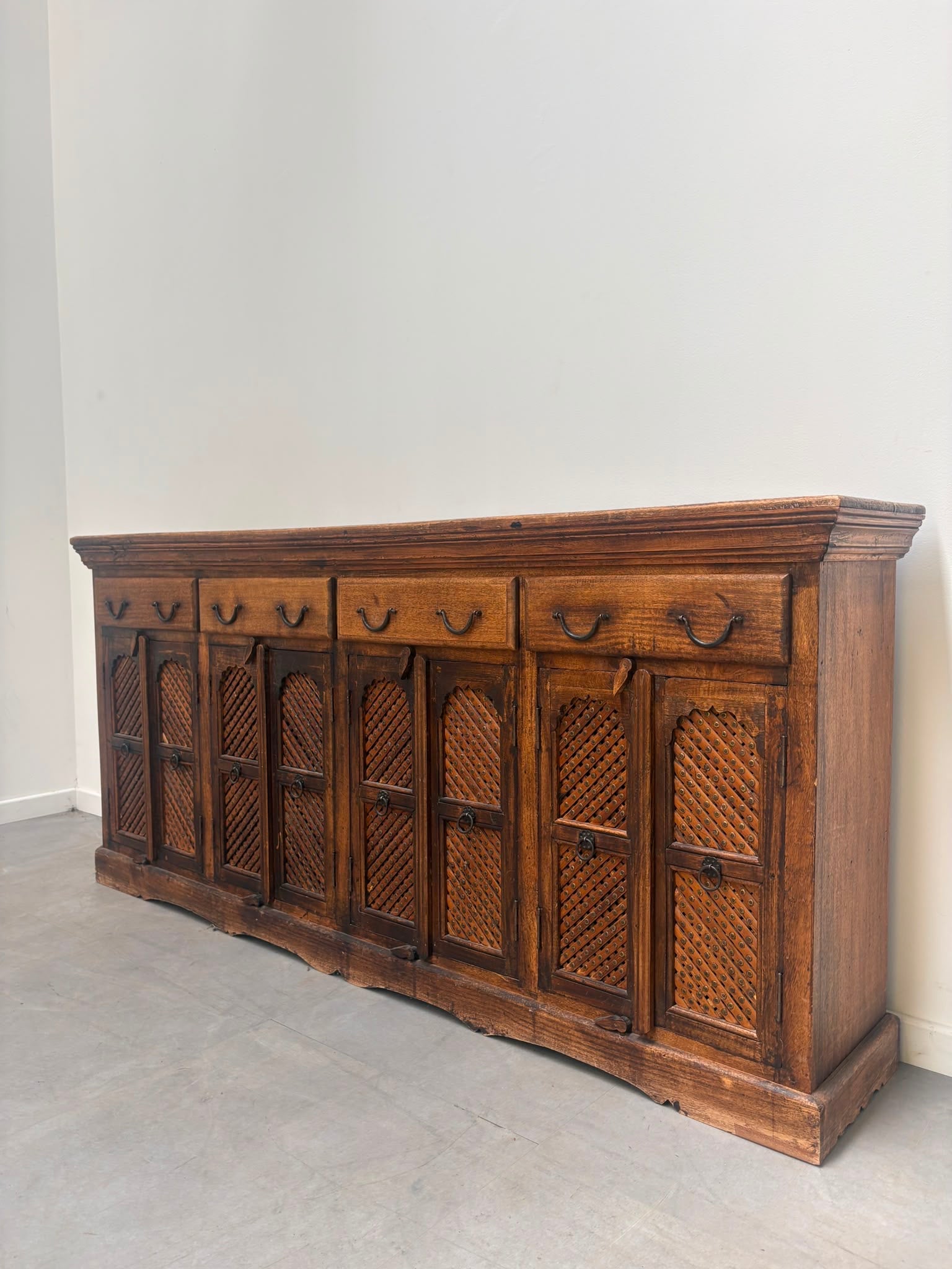 Antique Indian Sideboard with Lattice Doors