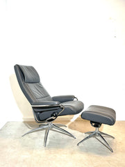 Stressless City reclining lounge chair with ottoman