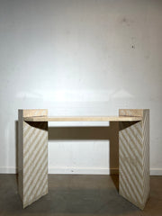Postmodern travertine console table
