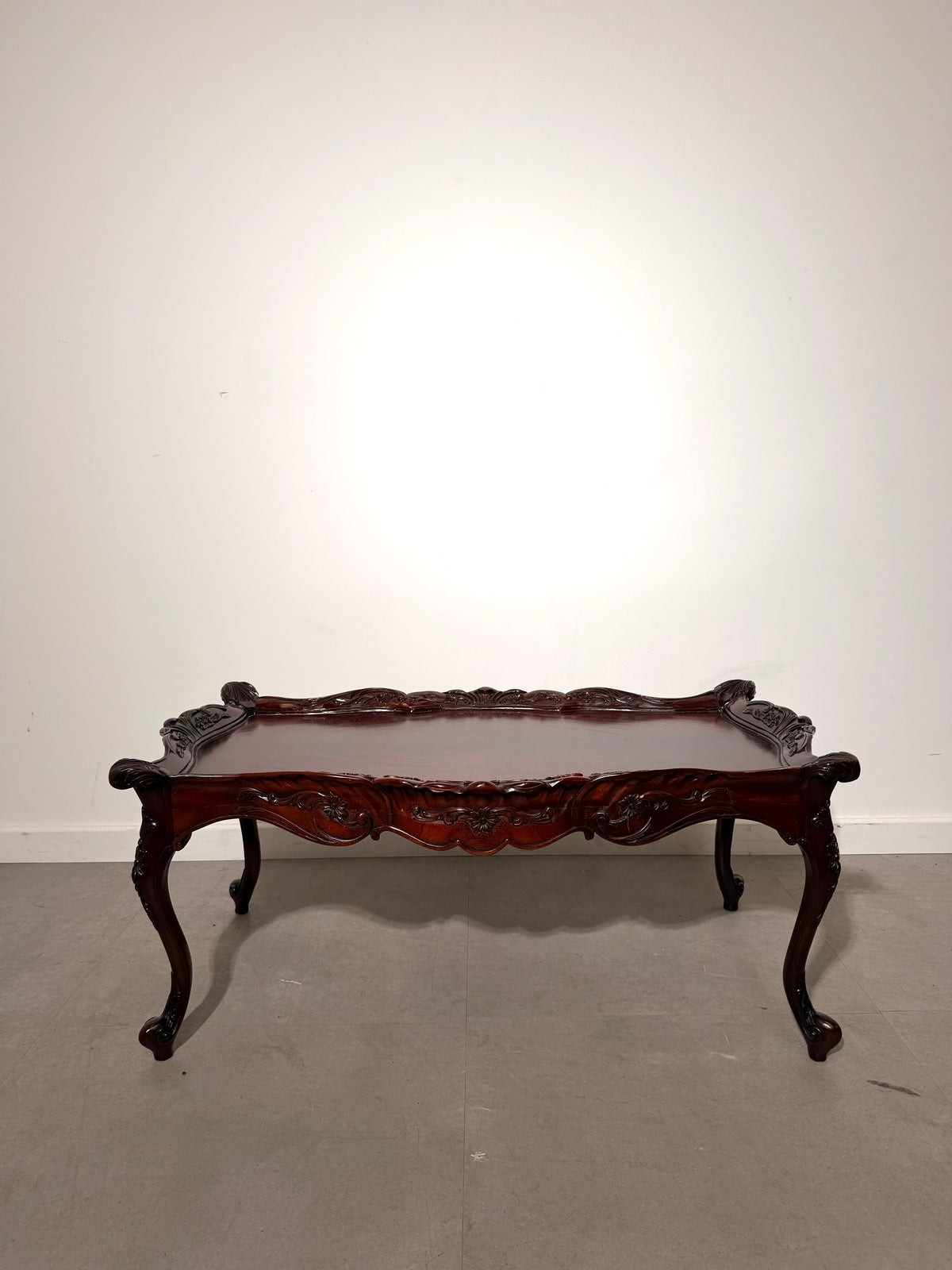 Antique Rococo Revival Carved Mahogany Coffee Table