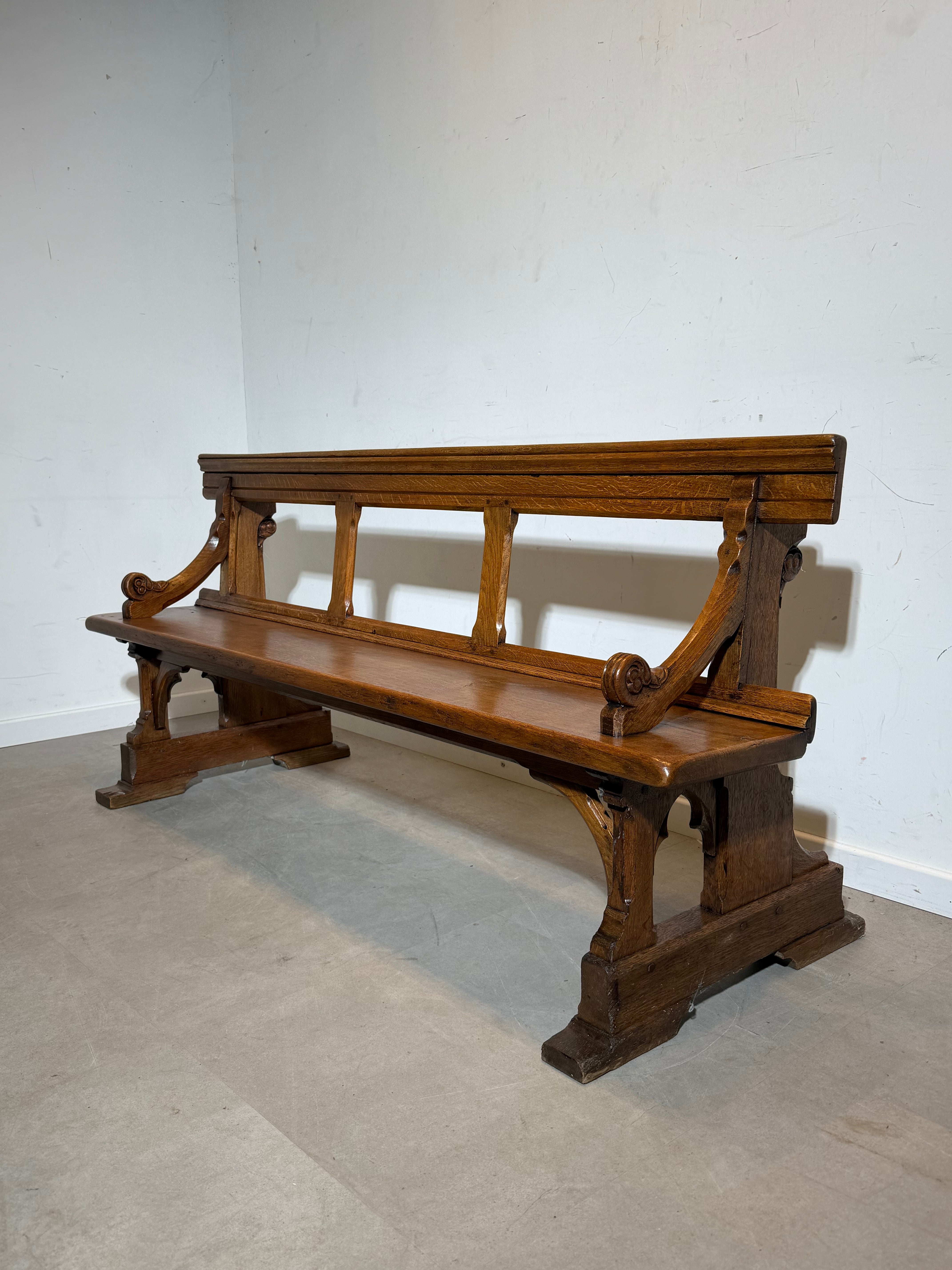 Antique 19th Century Church Bench – Solid Oak