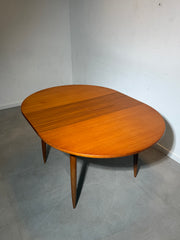 Vintage Teak Extendable Dining Table Ø110 / 155 cm | Mid Century Round Oval Dining Table