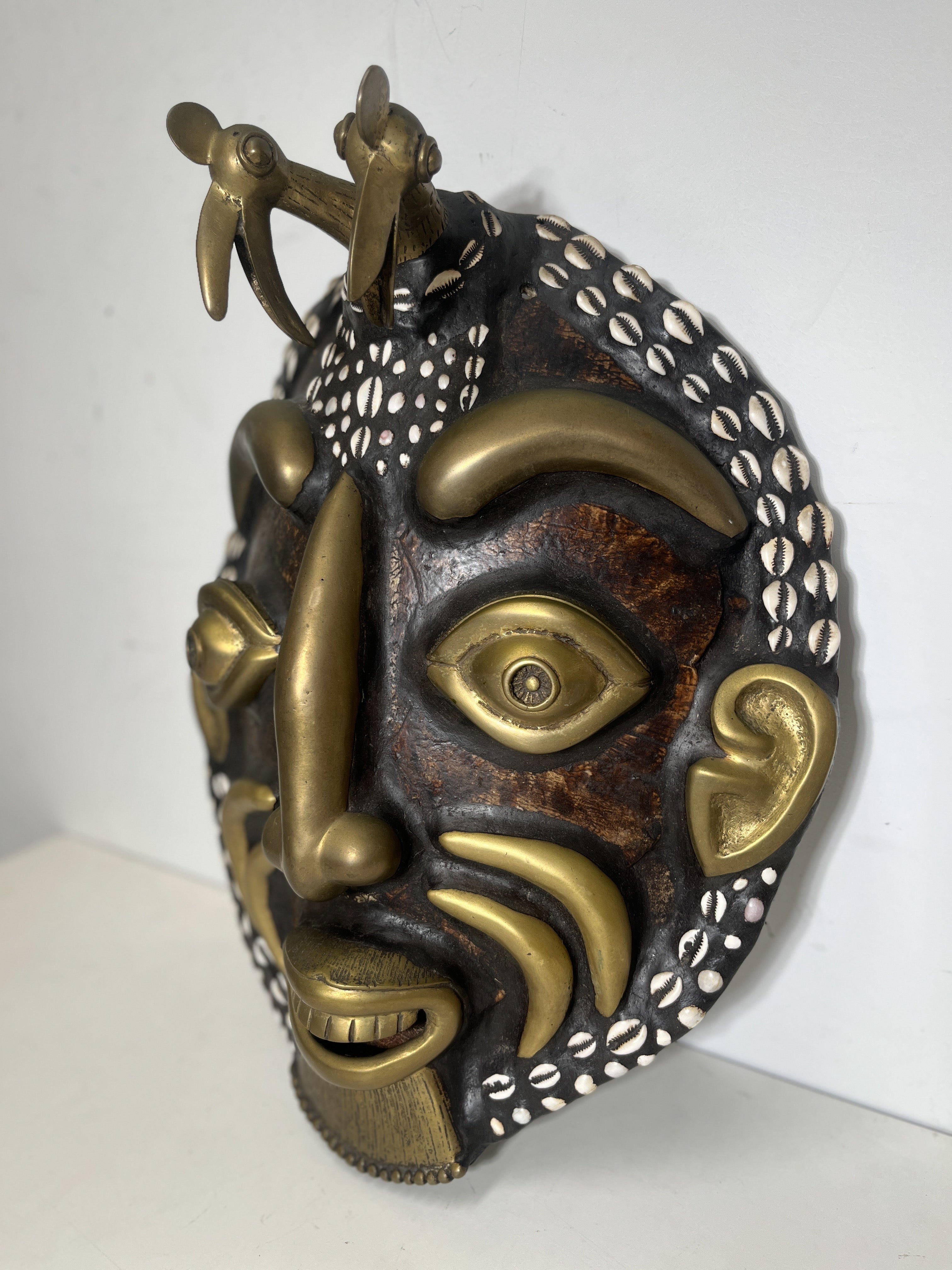 African Bamoun Mask Bronze Turtle Shell