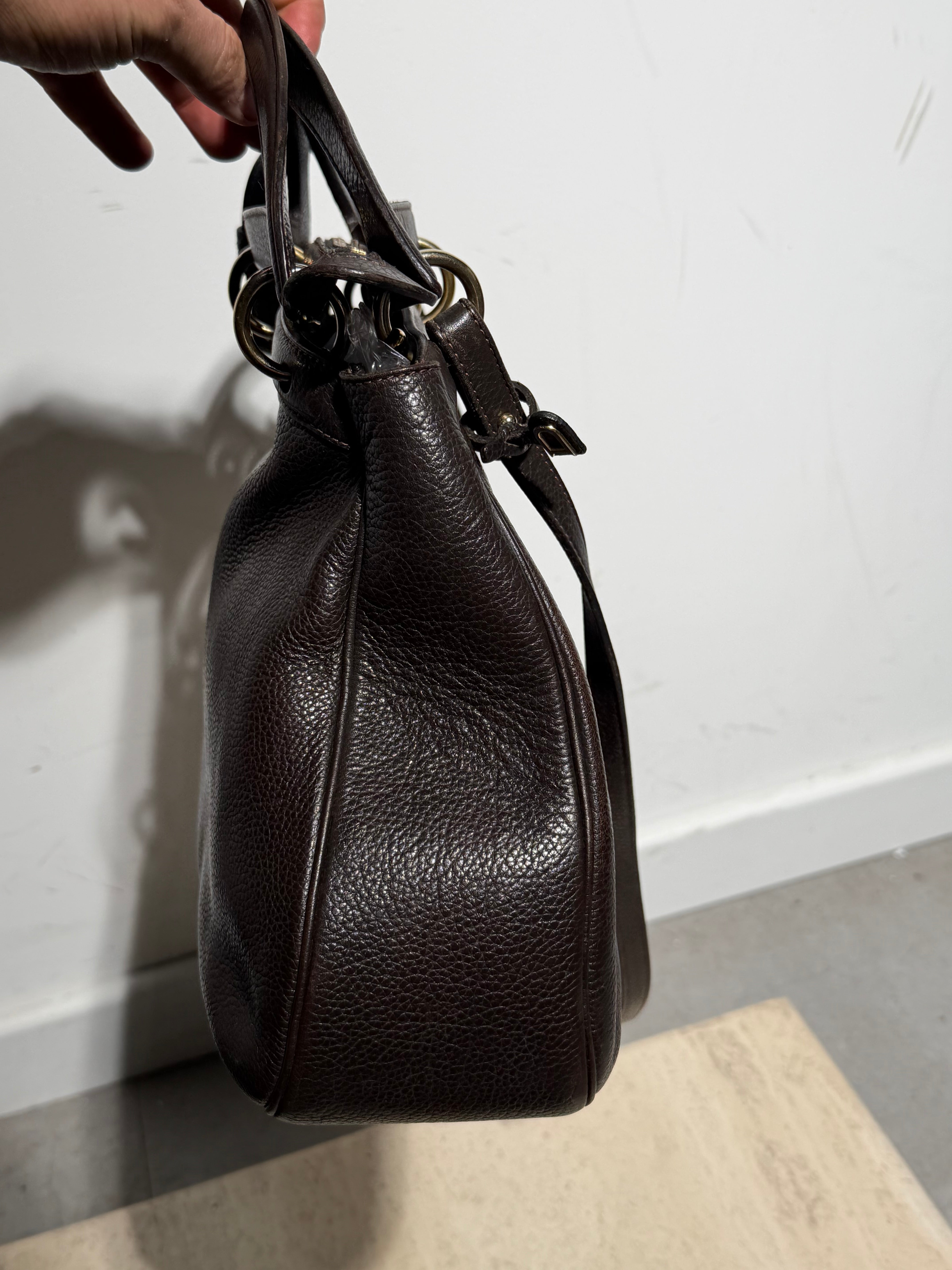 Delvaux “Mango” schoudertas – donkerbruin leer