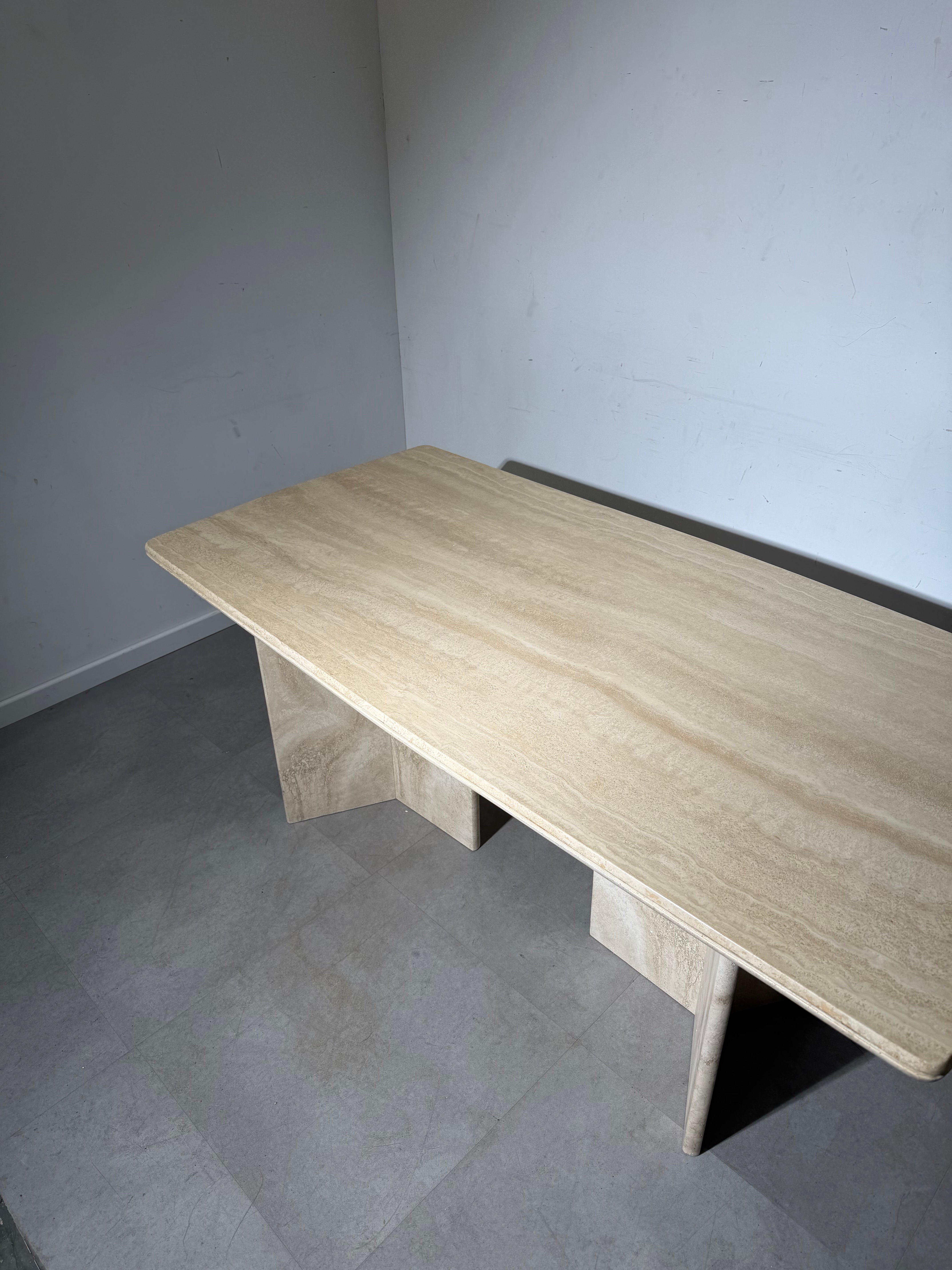 Rectangular Travertine Dining Table — 180 x 90 cm