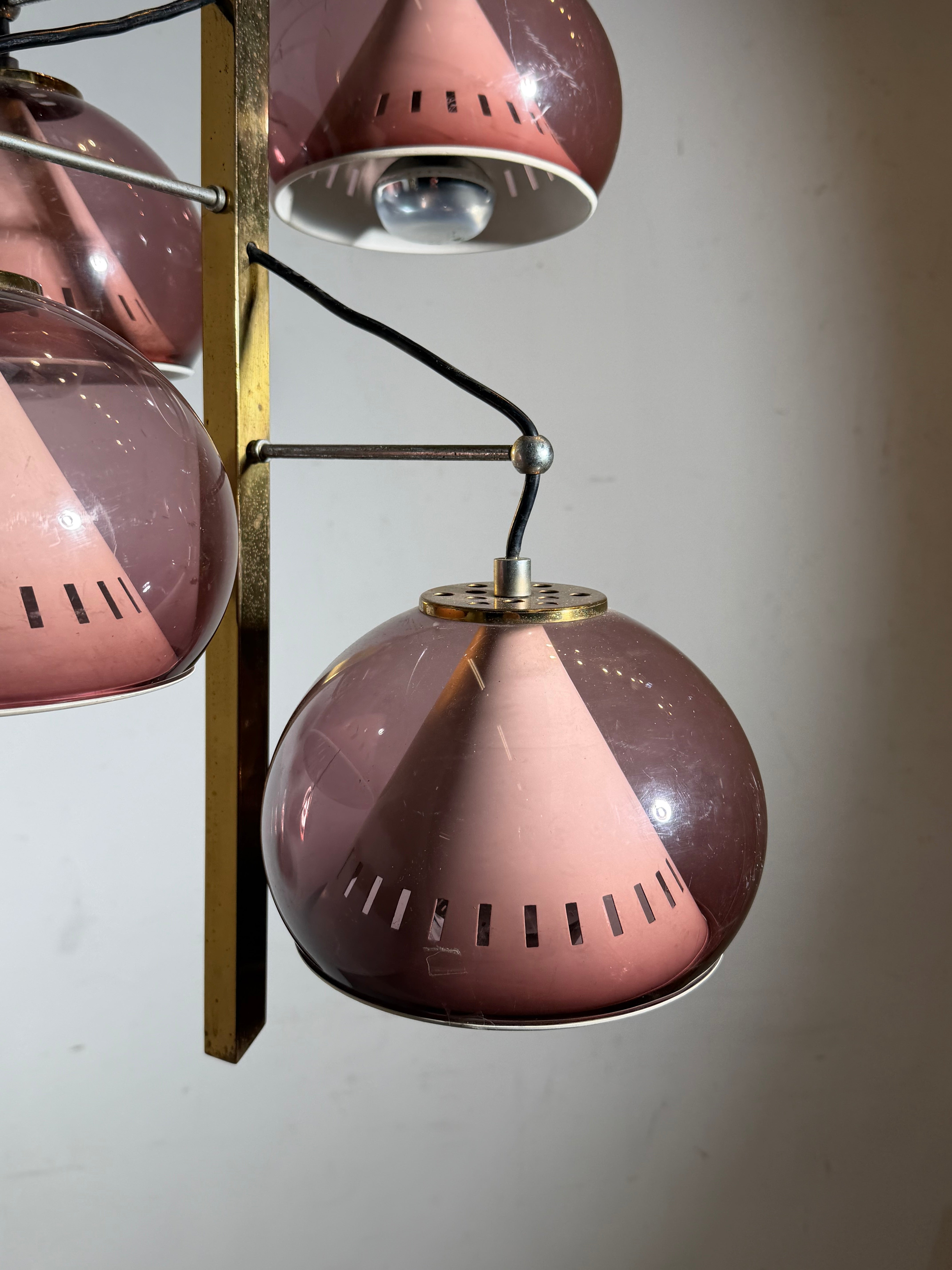 Vintage Lamter Milano Chandelier – 4 Lights – Pink Plexiglass