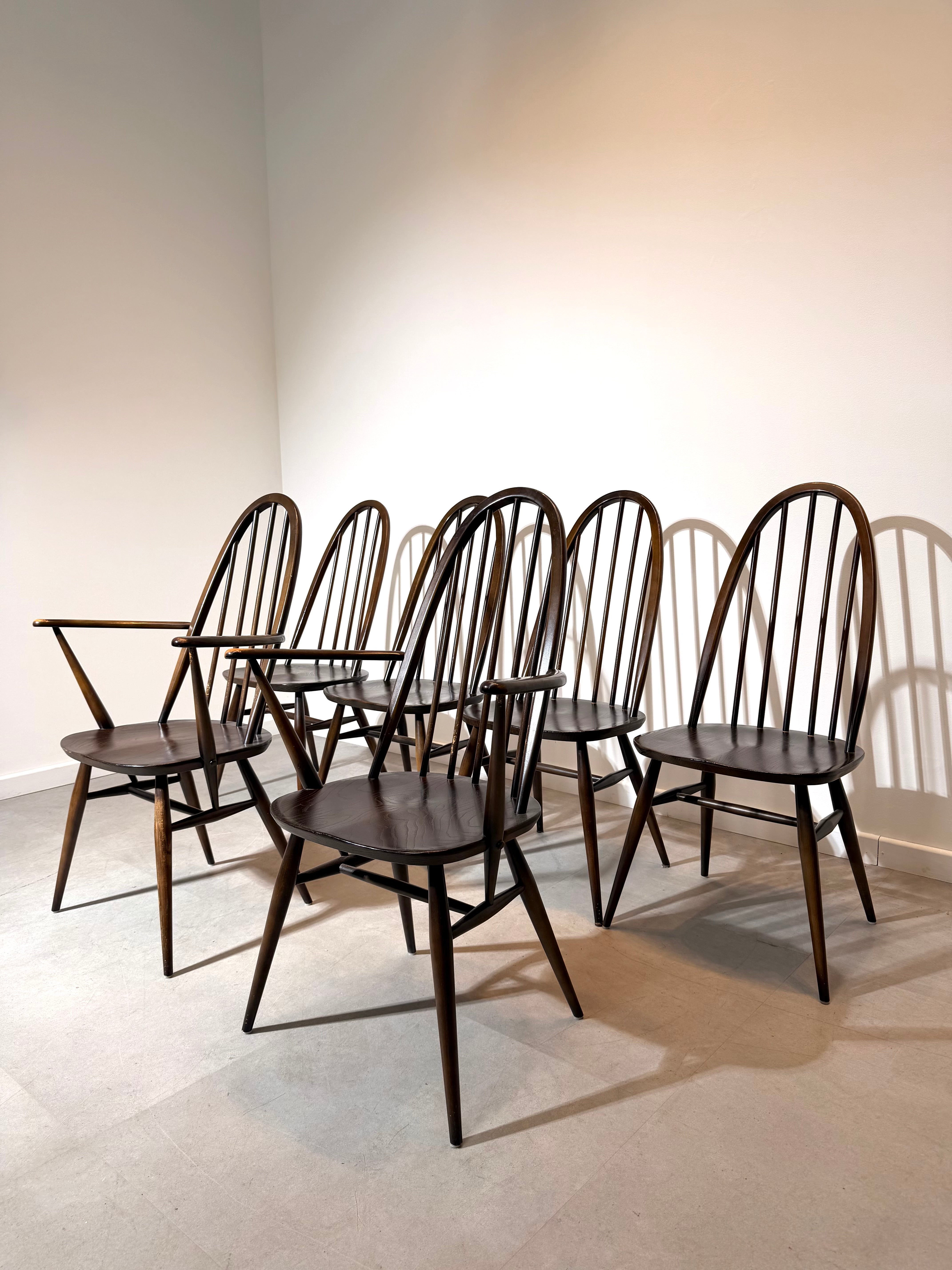 Set of 6 Ercol Windsor Dining Chairs – Model 205