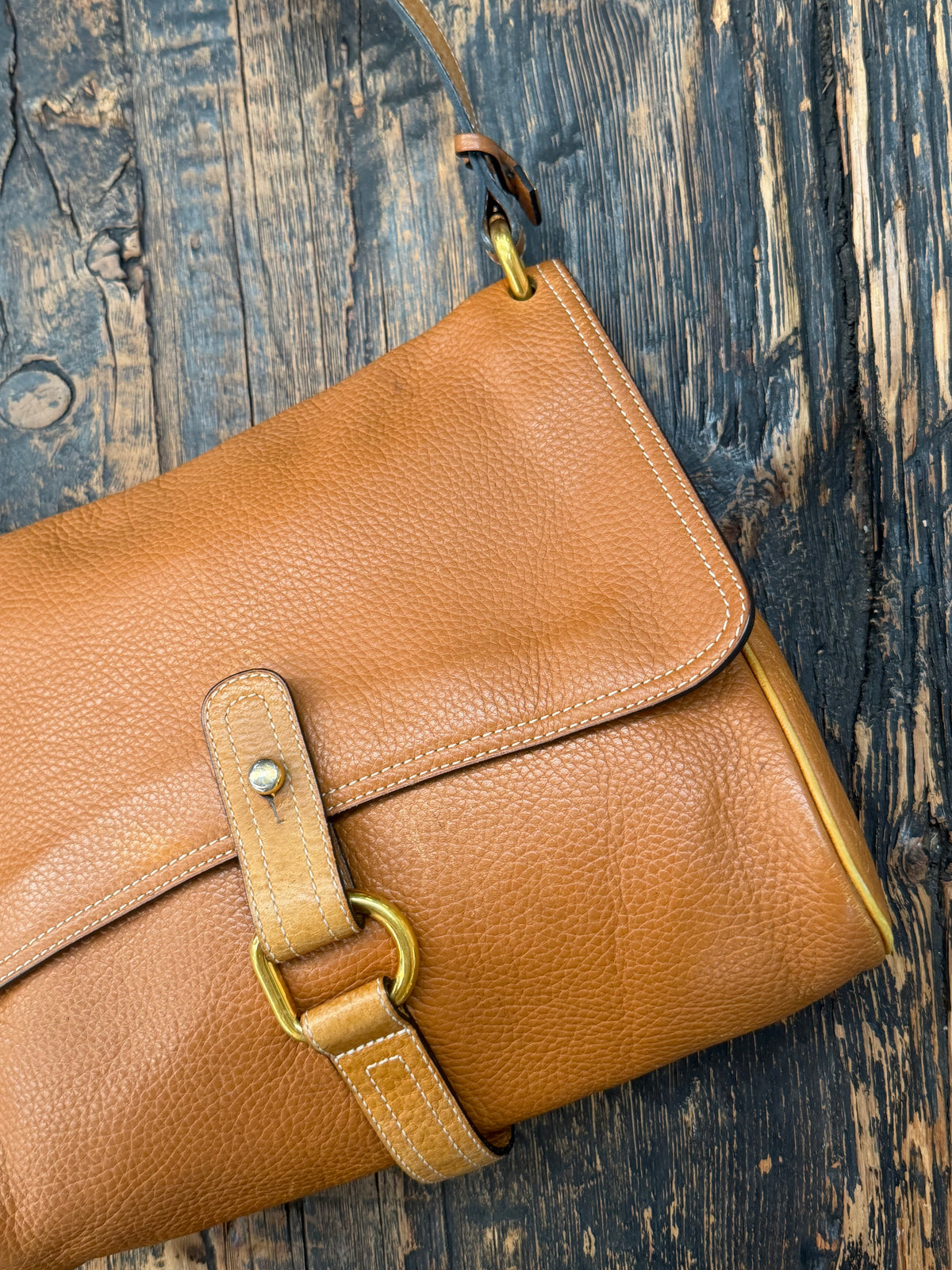 Delvaux Fichu Shoulder Bag – Cognac Leather