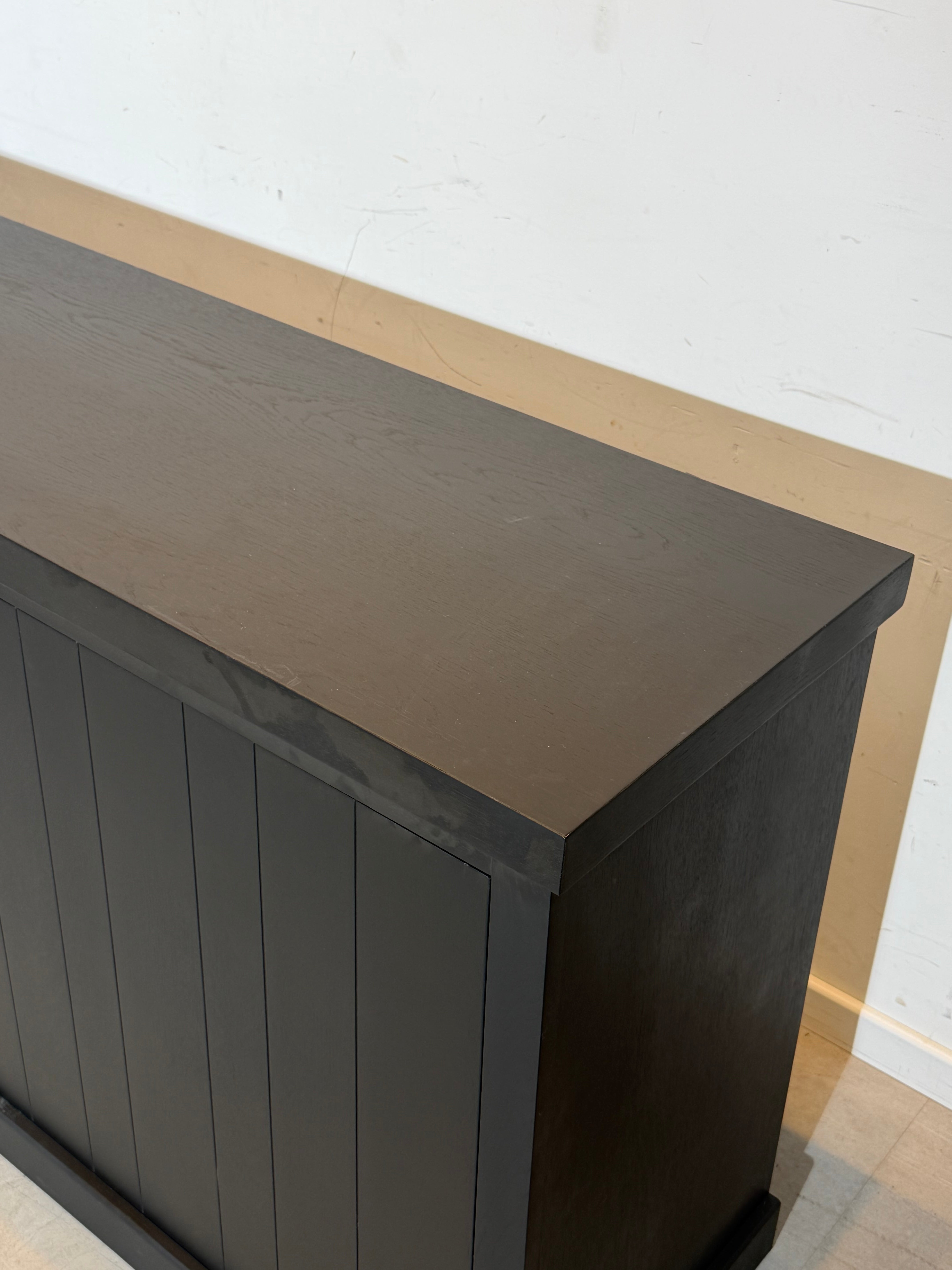 Black Wooden Sideboard XL – 238 cm | Modern Minimal Cabinet with Panel Doors