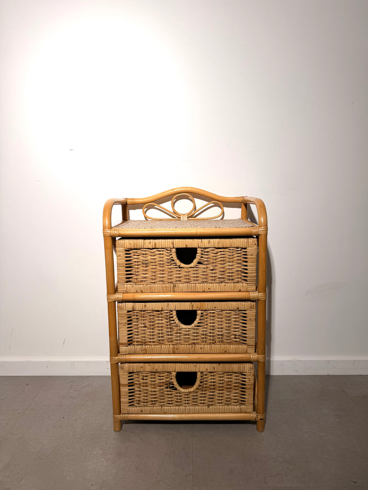 Vintage Rattan & Wicker Three-Drawer Chest