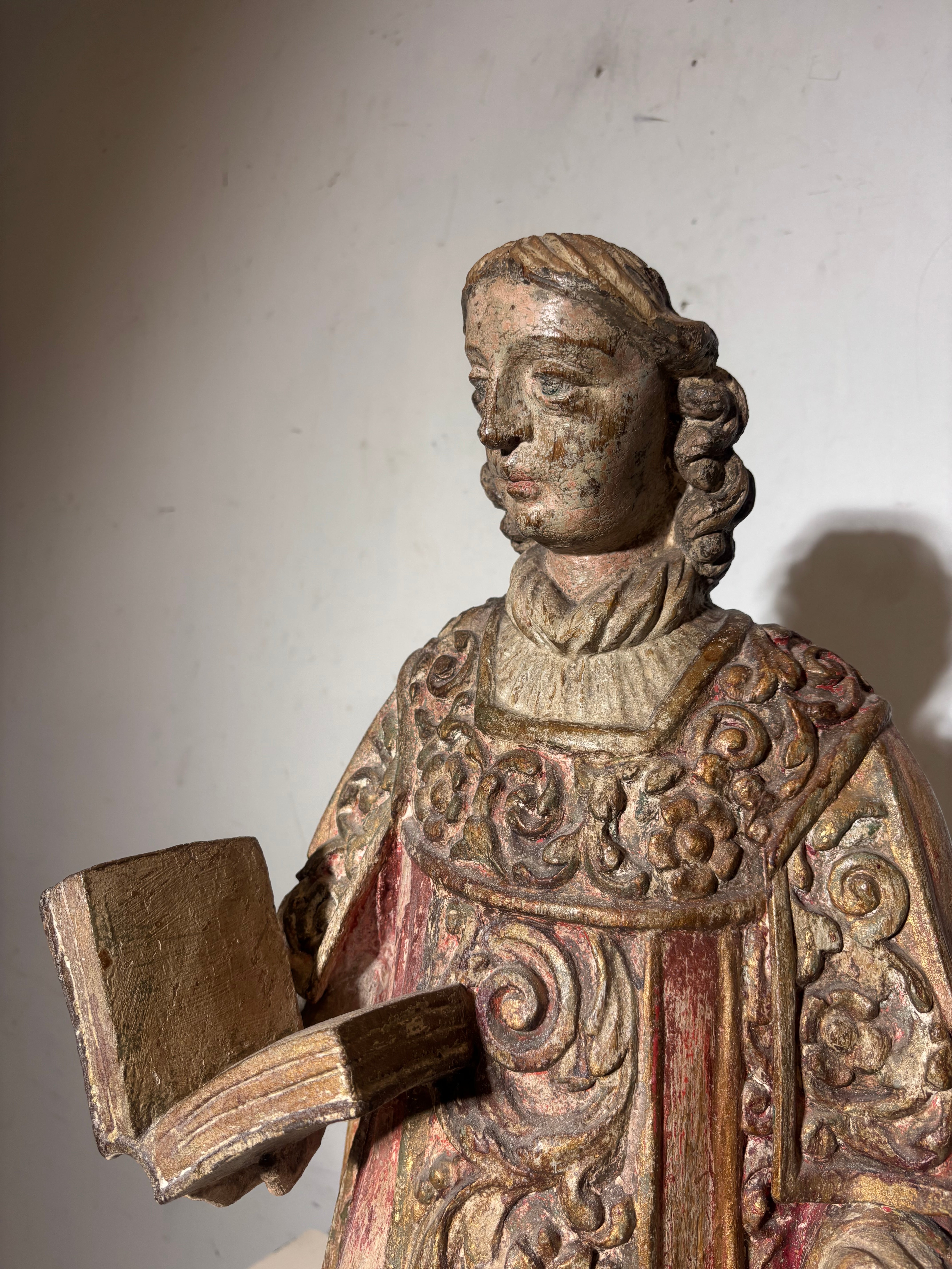 17e-eeuws polychroom standbeeld van Sint Laurentius