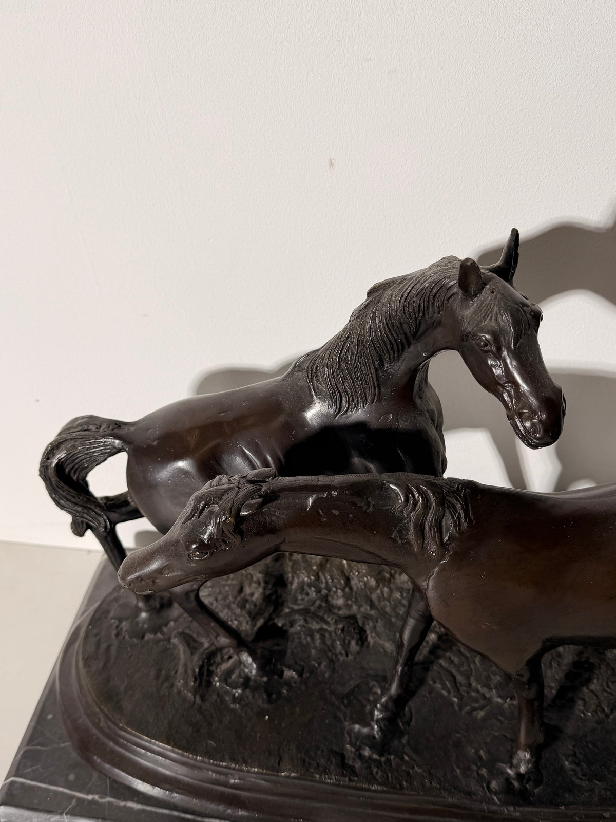 A.J. Rock Bronze Horse Sculpture on Black Marble Base