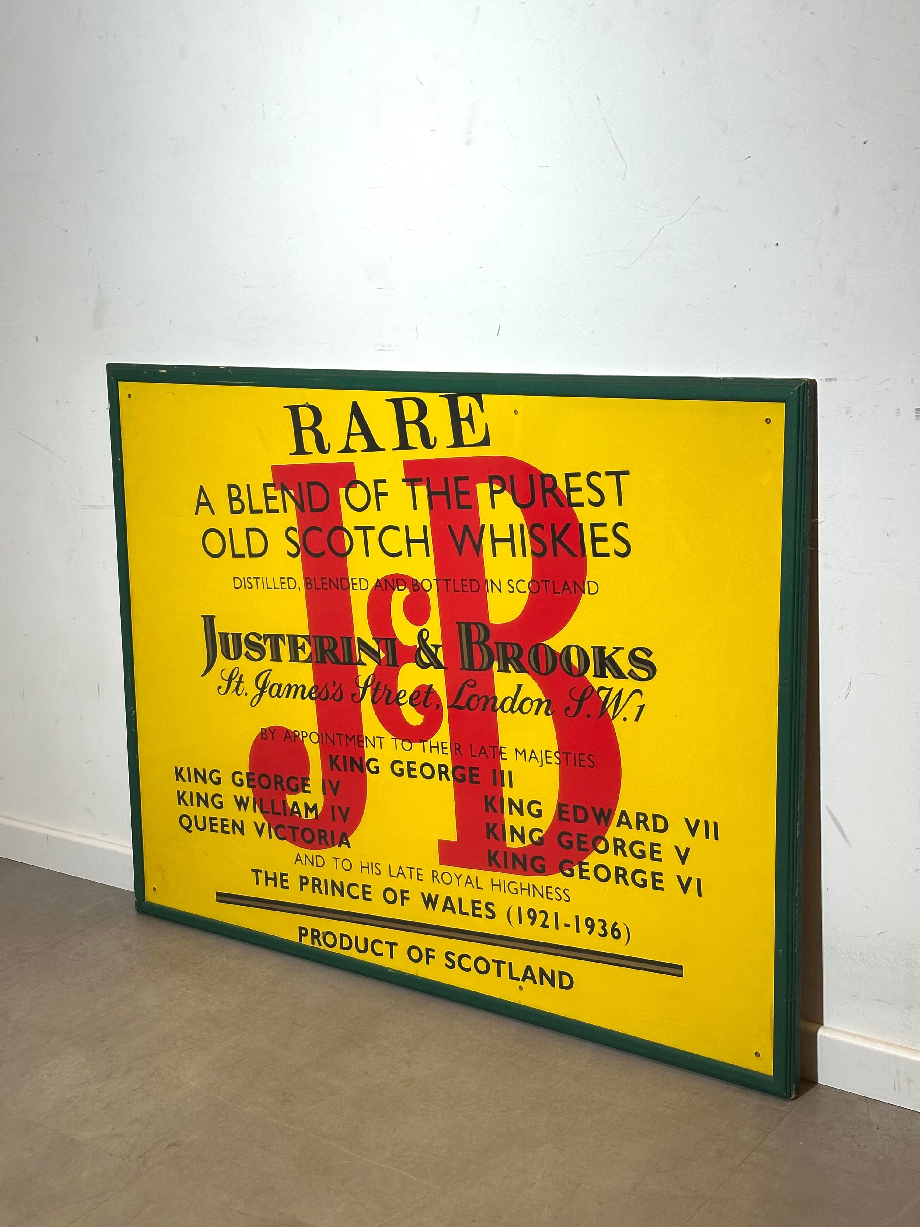Rare J&B Scotch Whisky Advertising Sign – Justerini & Brooks