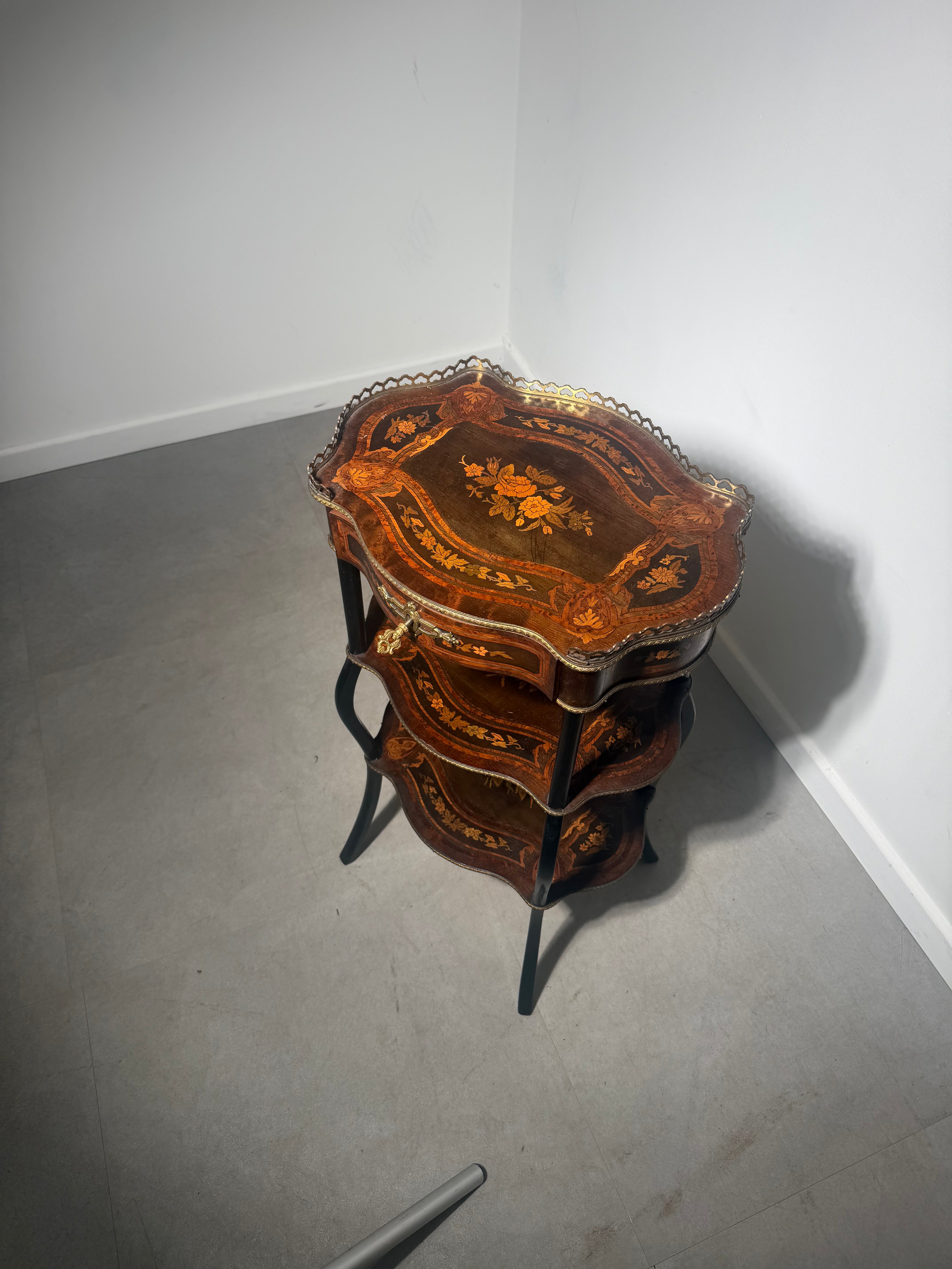 French Inlaid Three Tier Etagere