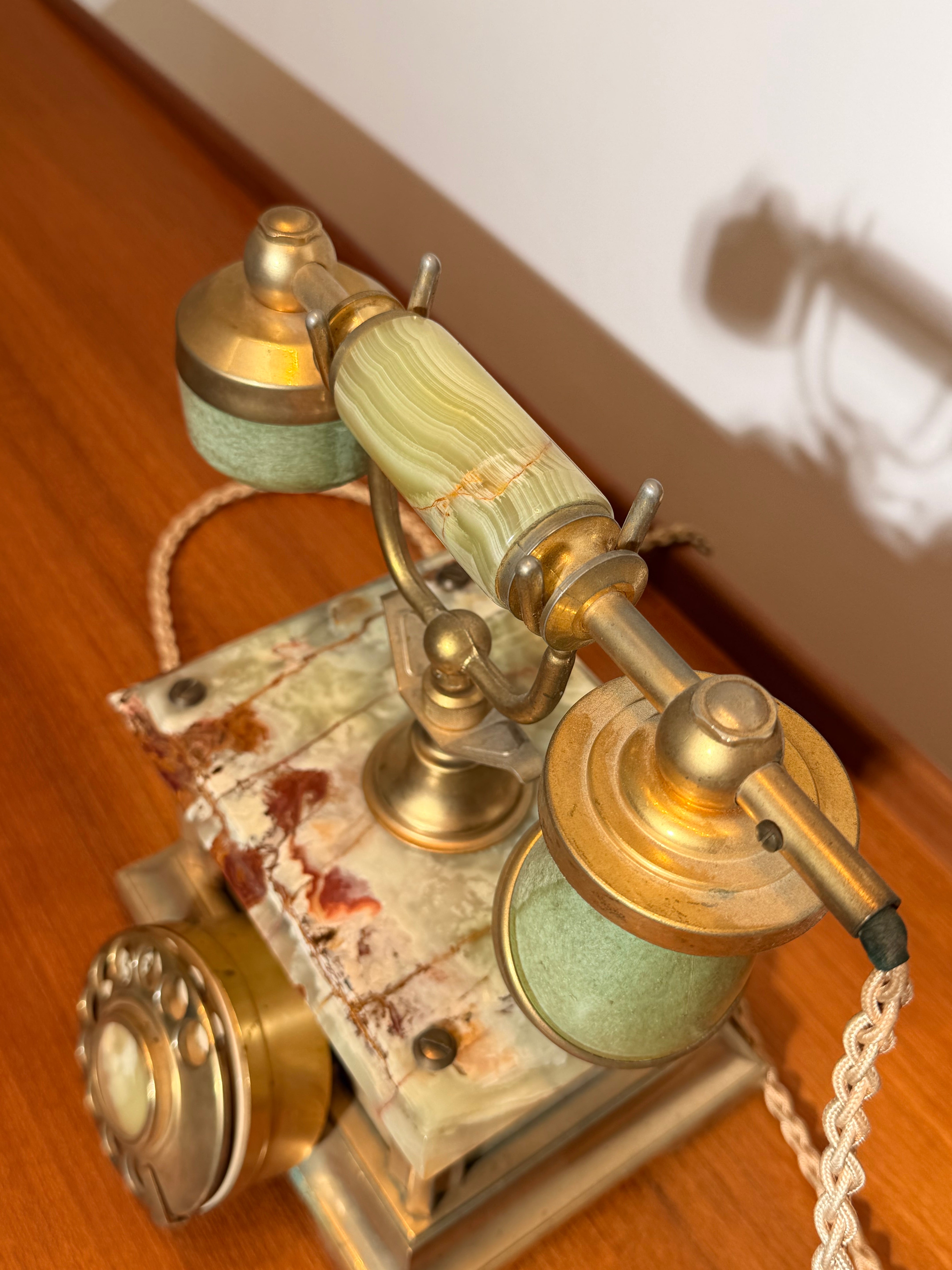 Vintage Onyx & Brass Rotary Telephone