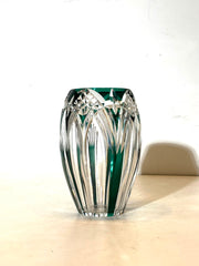 Val Saint Lambert crystal vase – green cut crystal