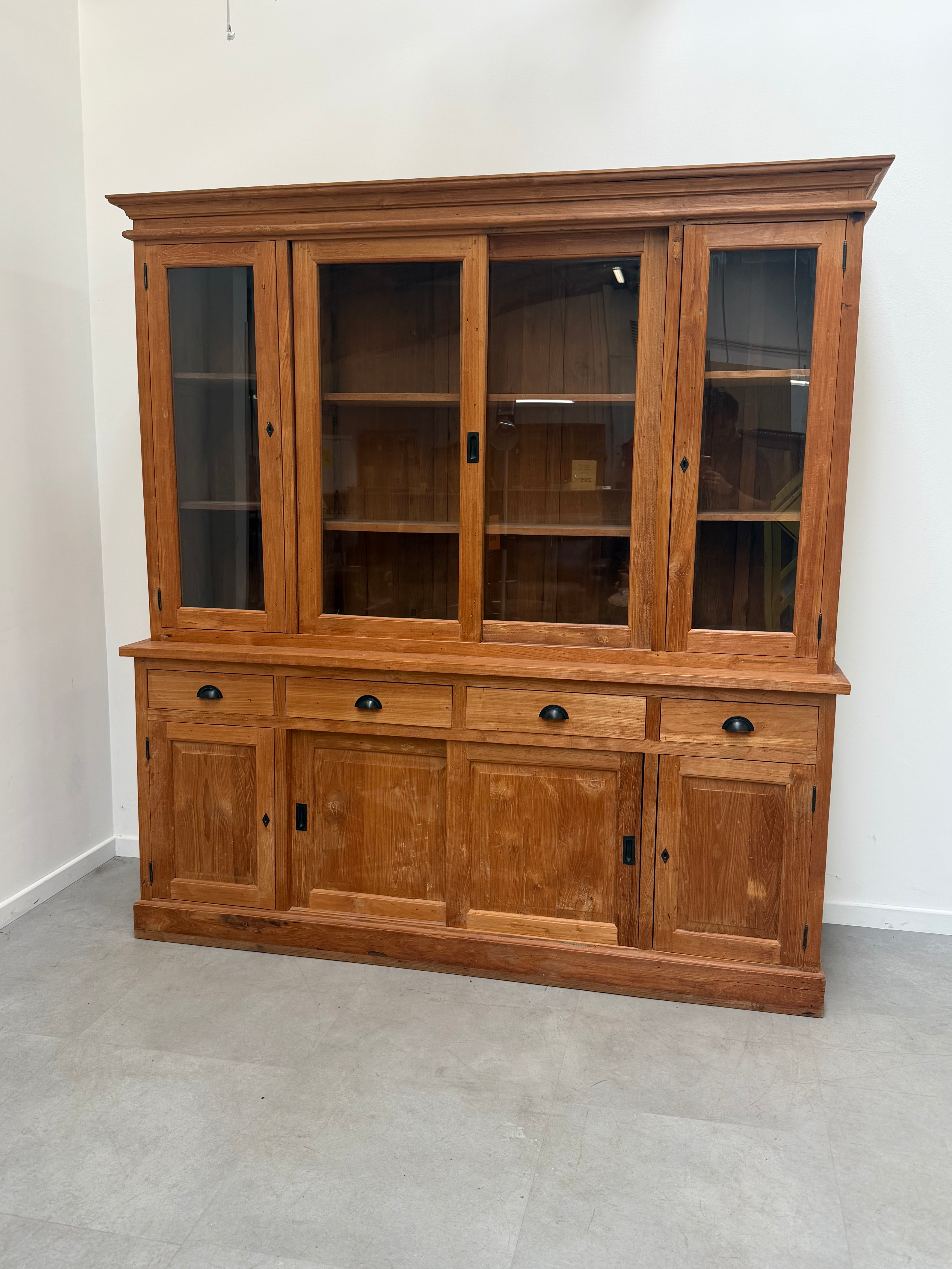 Large Solid Teak Display Cabinet / Hutch – 220 cm