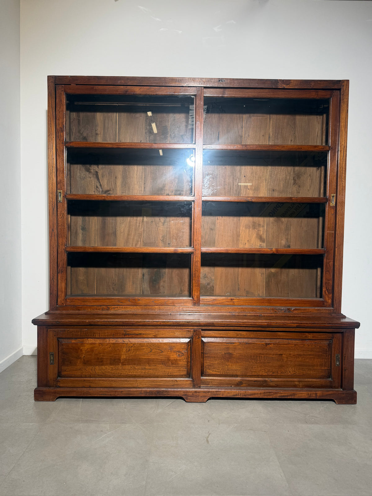 Teak Sliding Door Display Cabinet