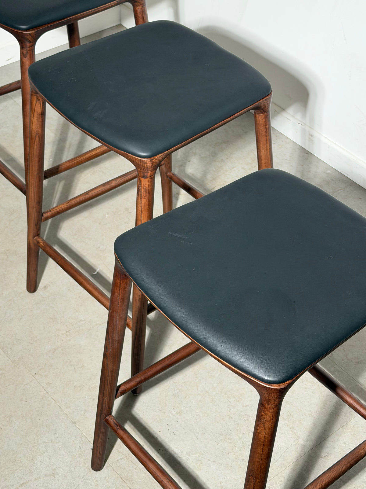 “Nikko” Bar Chair – Walnut Finish & Black Leather