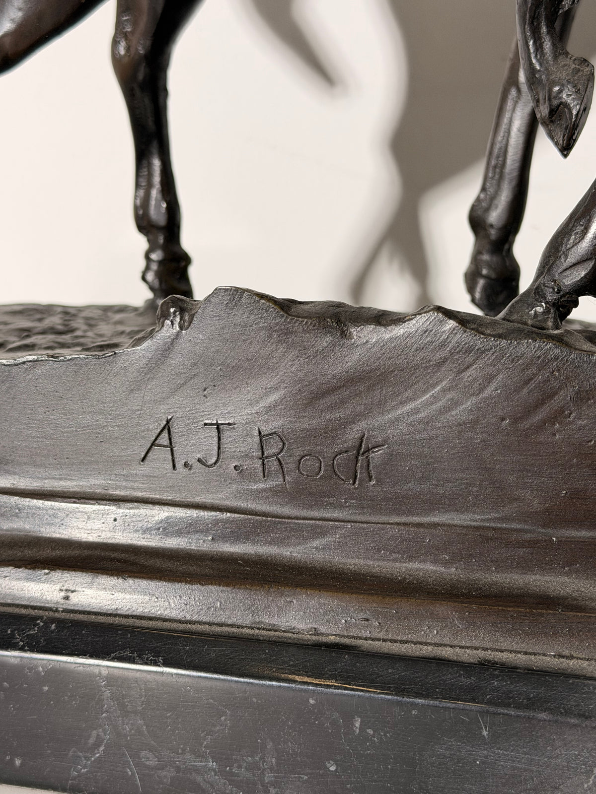 A.J. Rock Bronze Horse Sculpture on Black Marble Base