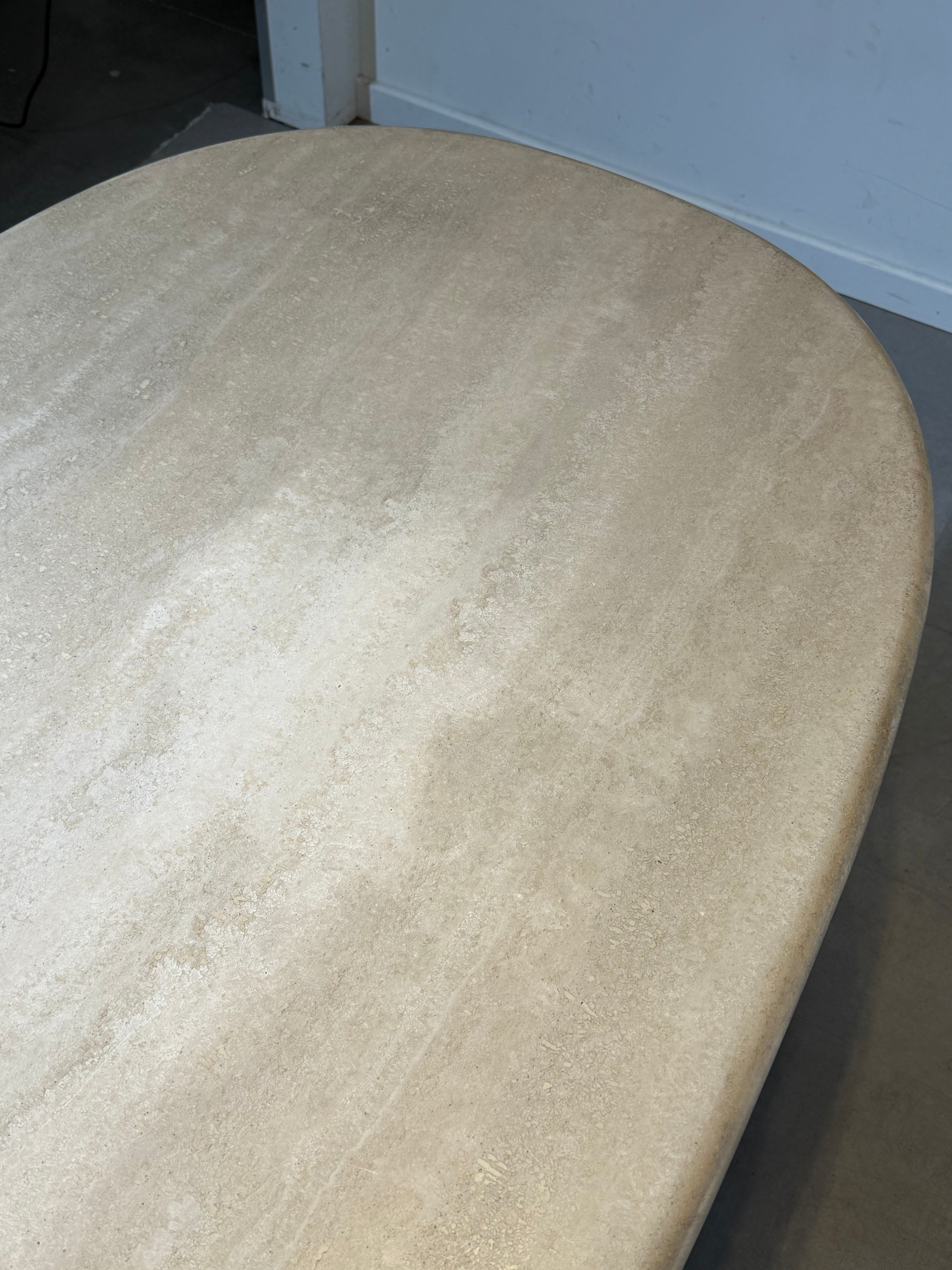 Vintage Travertine Dining Table – Organic Oval Shape – 180 cm